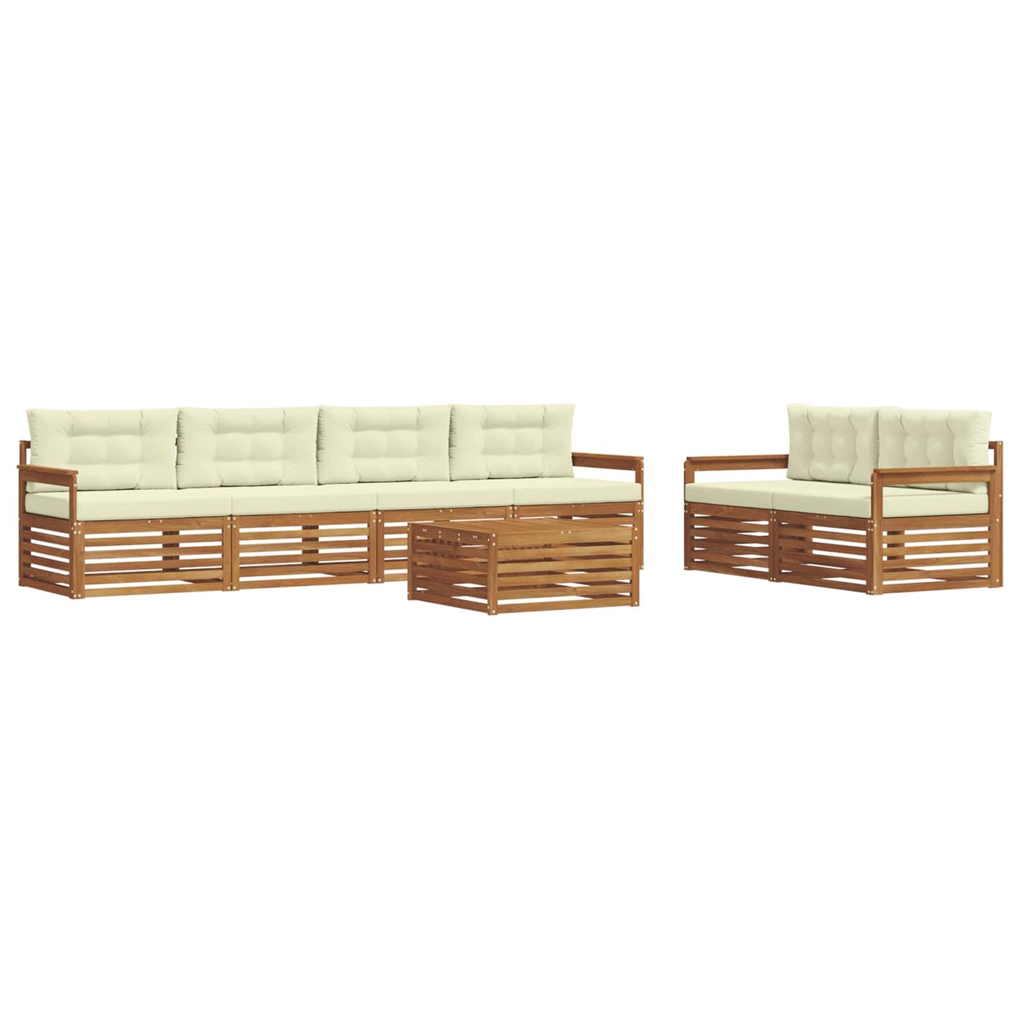 Buiten bankenset met kussen 7 pcs Natuurlijk en Crème is nu te koop bij PeponiXL, paradijselijk wonen!