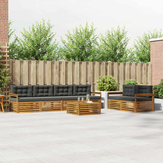 Buiten bankenset met kussen 7 pcs Natuurlijk en Antraciet is nu te koop bij PeponiXL, paradijselijk wonen!