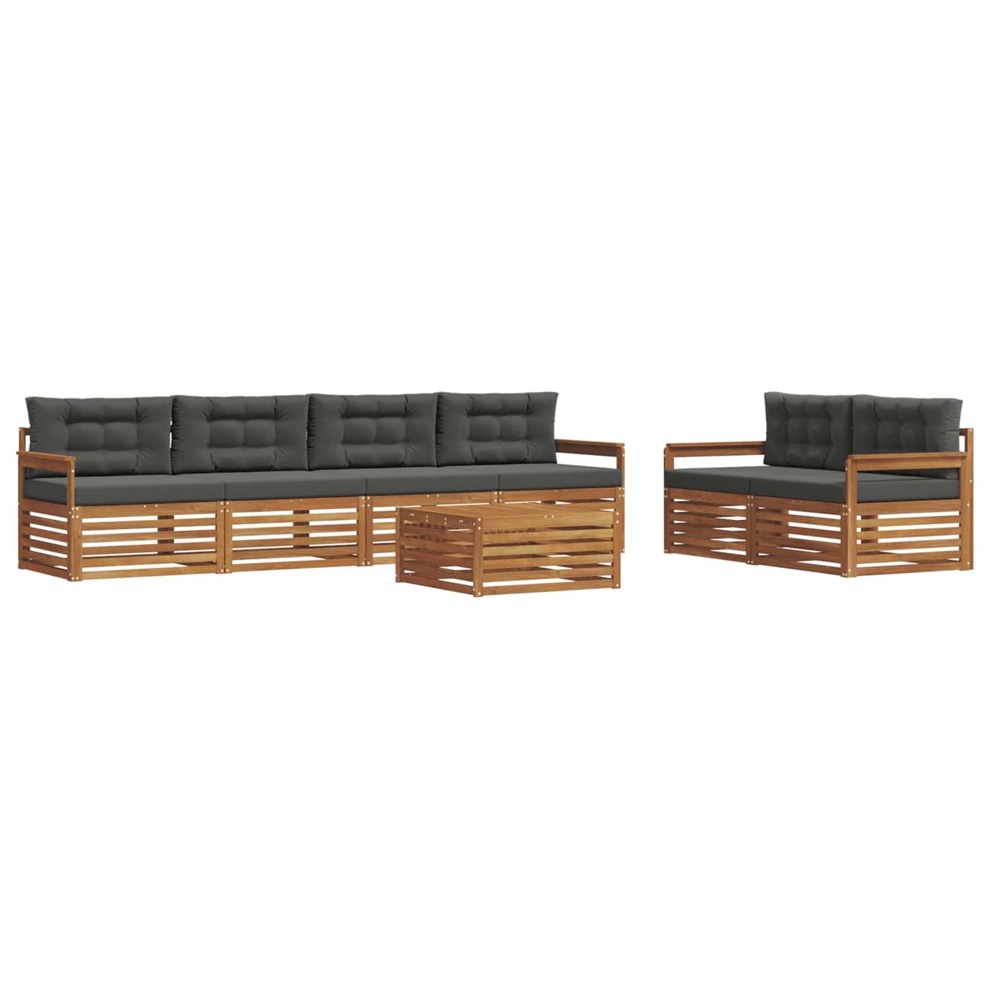 Buiten bankenset met kussen 7 pcs Natuurlijk en Antraciet is nu te koop bij PeponiXL, paradijselijk wonen!