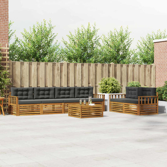 Buiten bankenset met kussen 7 pcs Natuurlijk en Antraciet is nu te koop bij PeponiXL, paradijselijk wonen!
