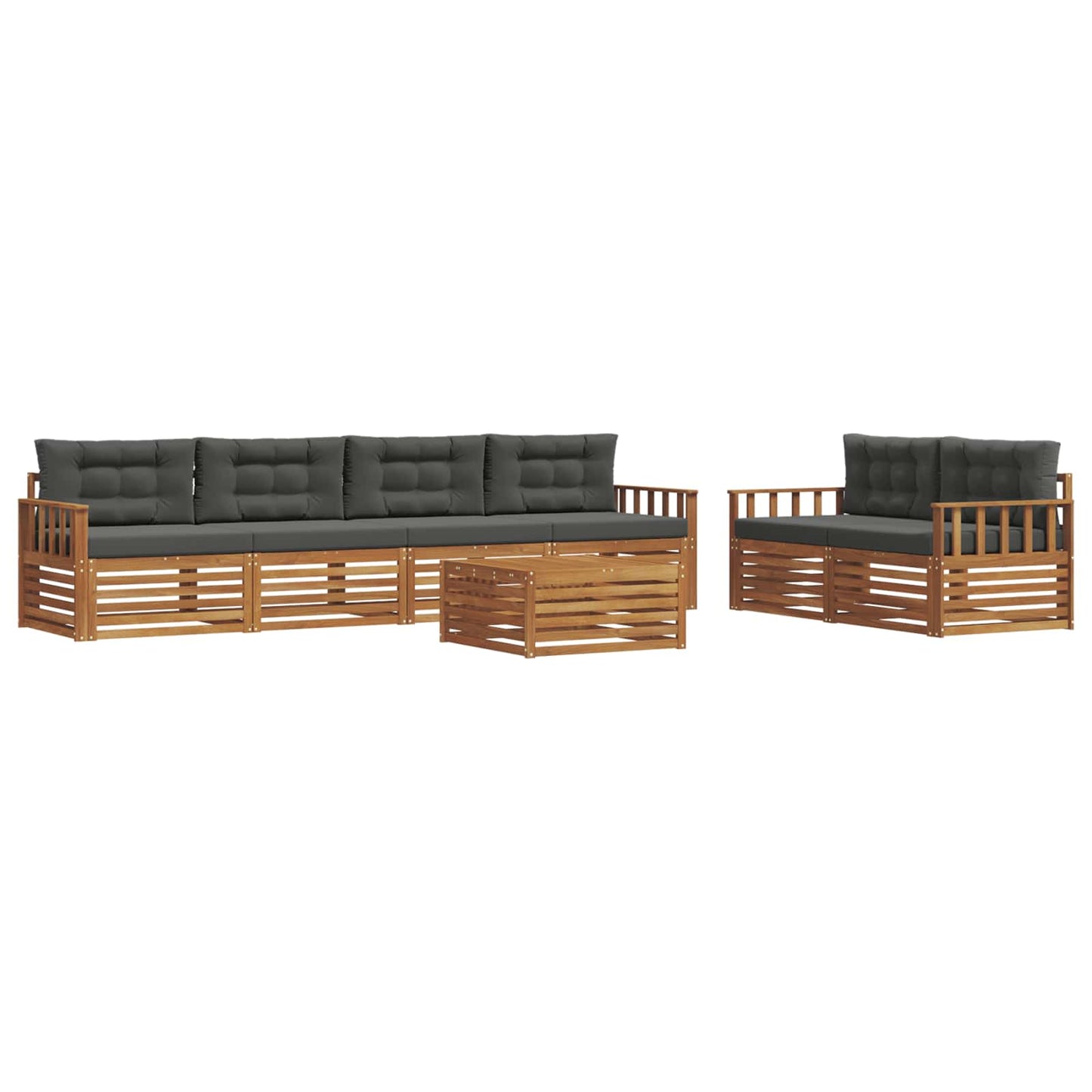 Buiten bankenset met kussen 7 pcs Natuurlijk en Antraciet is nu te koop bij PeponiXL, paradijselijk wonen!