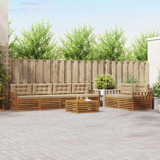 Buiten bankenset met kussen 7 pcs Natuurlijk en Beige is nu te koop bij PeponiXL, paradijselijk wonen!