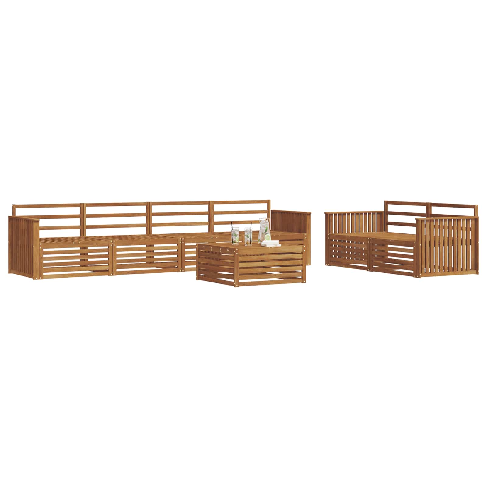 Buiten bankenset 7 pcs Naturel Massief Acaciahout is nu te koop bij PeponiXL, paradijselijk wonen!
