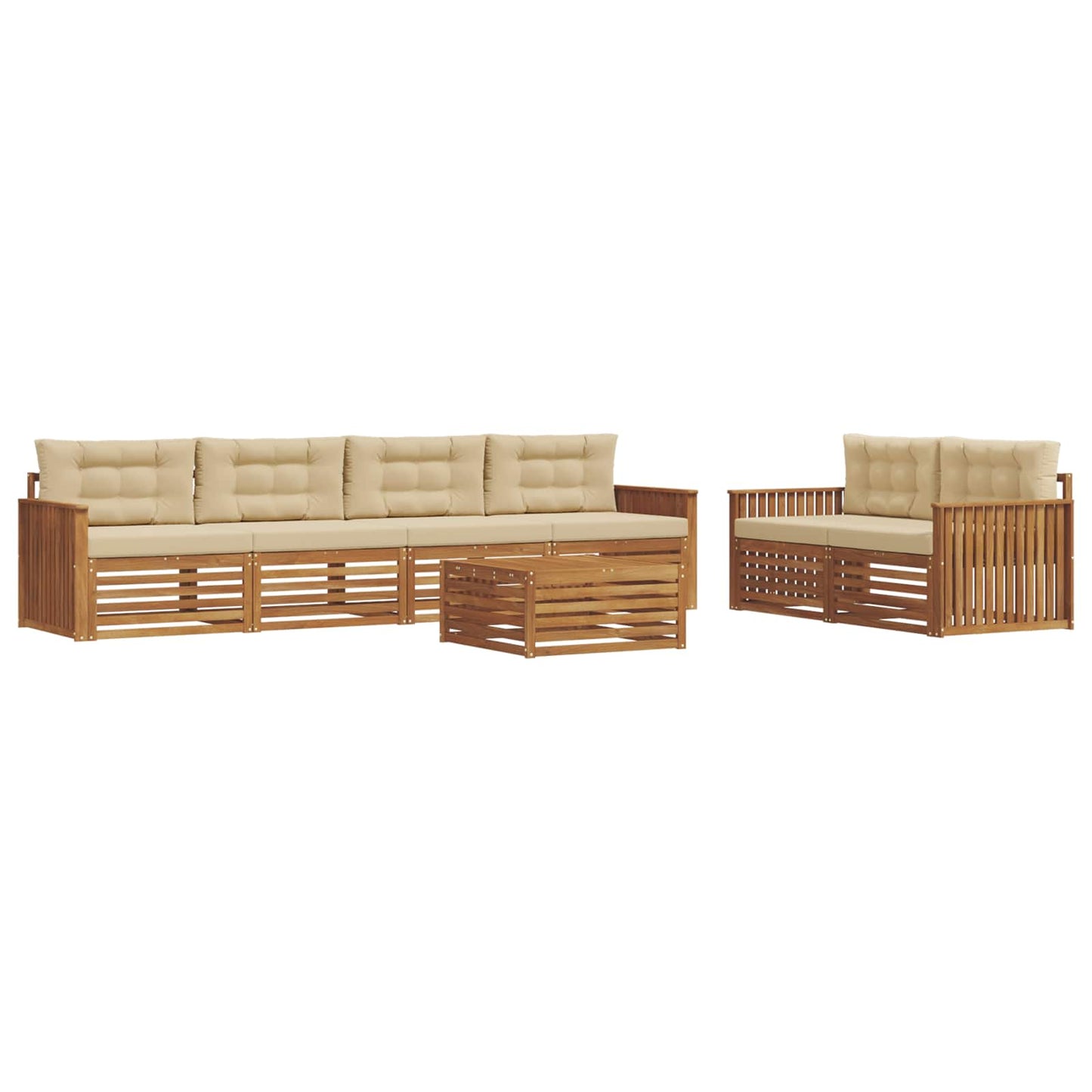 Buiten bankenset met kussen 7 pcs Natuurlijk en Beige is nu te koop bij PeponiXL, paradijselijk wonen!