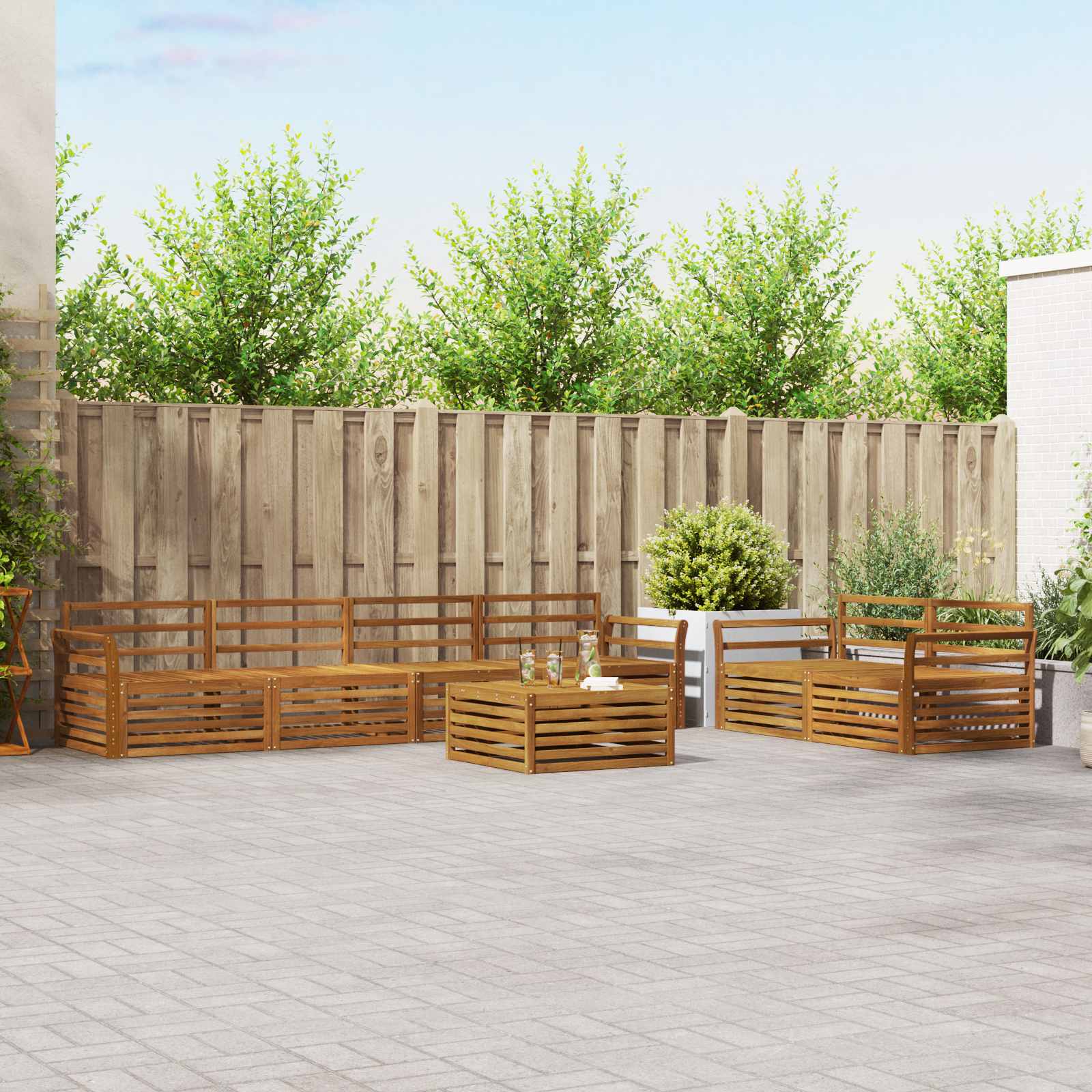Buiten bankenset 7 pcs Naturel Massief Acaciahout is nu te koop bij PeponiXL, paradijselijk wonen!