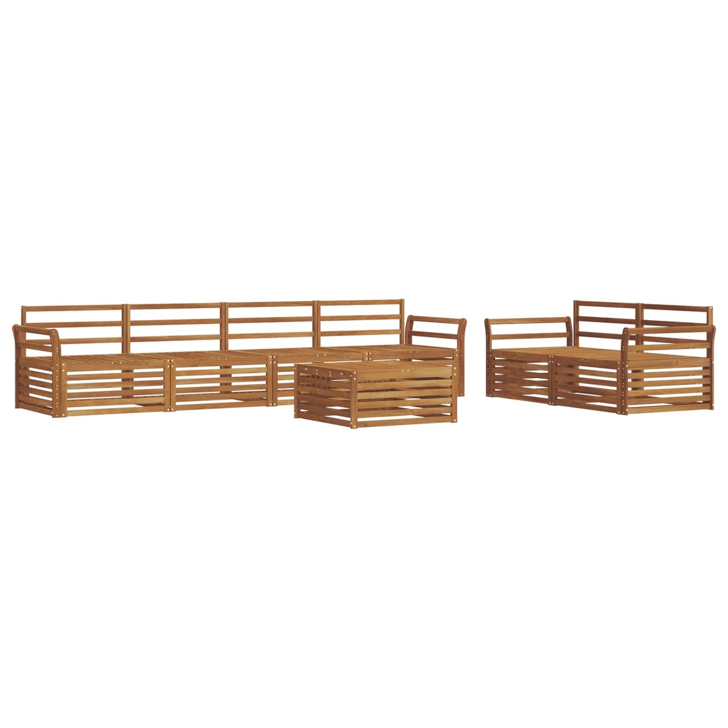 Buiten bankenset 7 pcs Naturel Massief Acaciahout is nu te koop bij PeponiXL, paradijselijk wonen!
