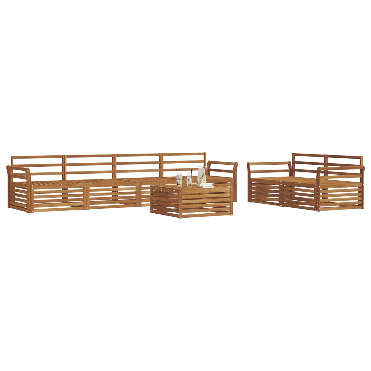 Buiten bankenset 7 pcs Naturel Massief Acaciahout is nu te koop bij PeponiXL, paradijselijk wonen!