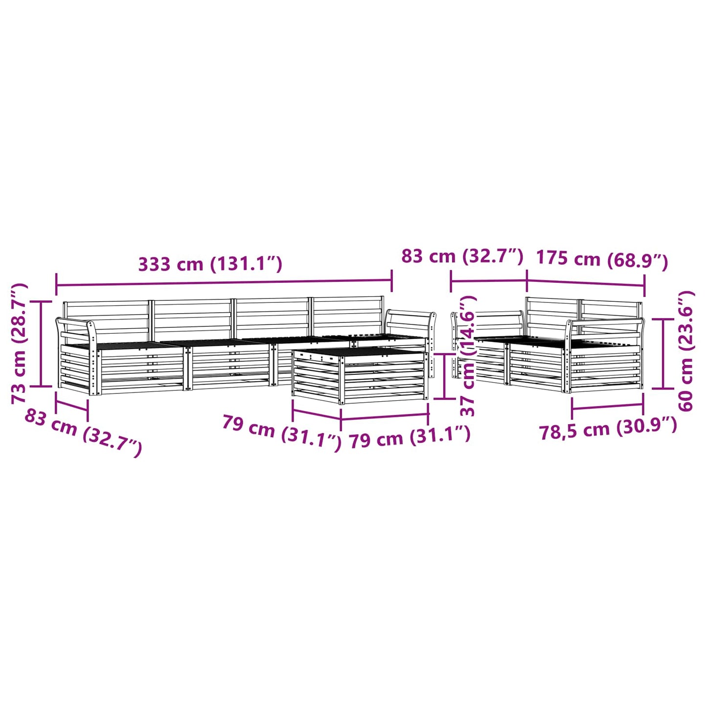 Buiten bankenset 7 pcs Naturel Massief Acaciahout is nu te koop bij PeponiXL, paradijselijk wonen!