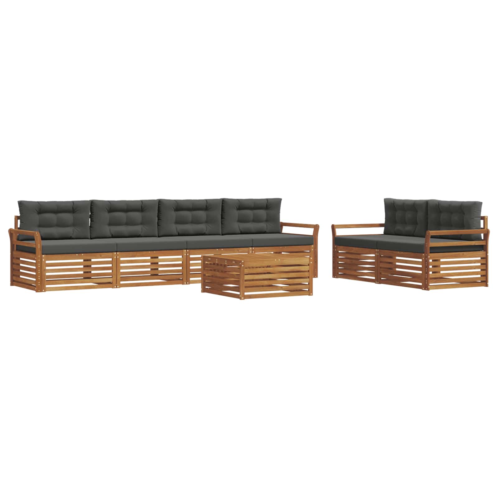 Buiten bankenset met kussen 7 pcs Natuurlijk en Antraciet is nu te koop bij PeponiXL, paradijselijk wonen!