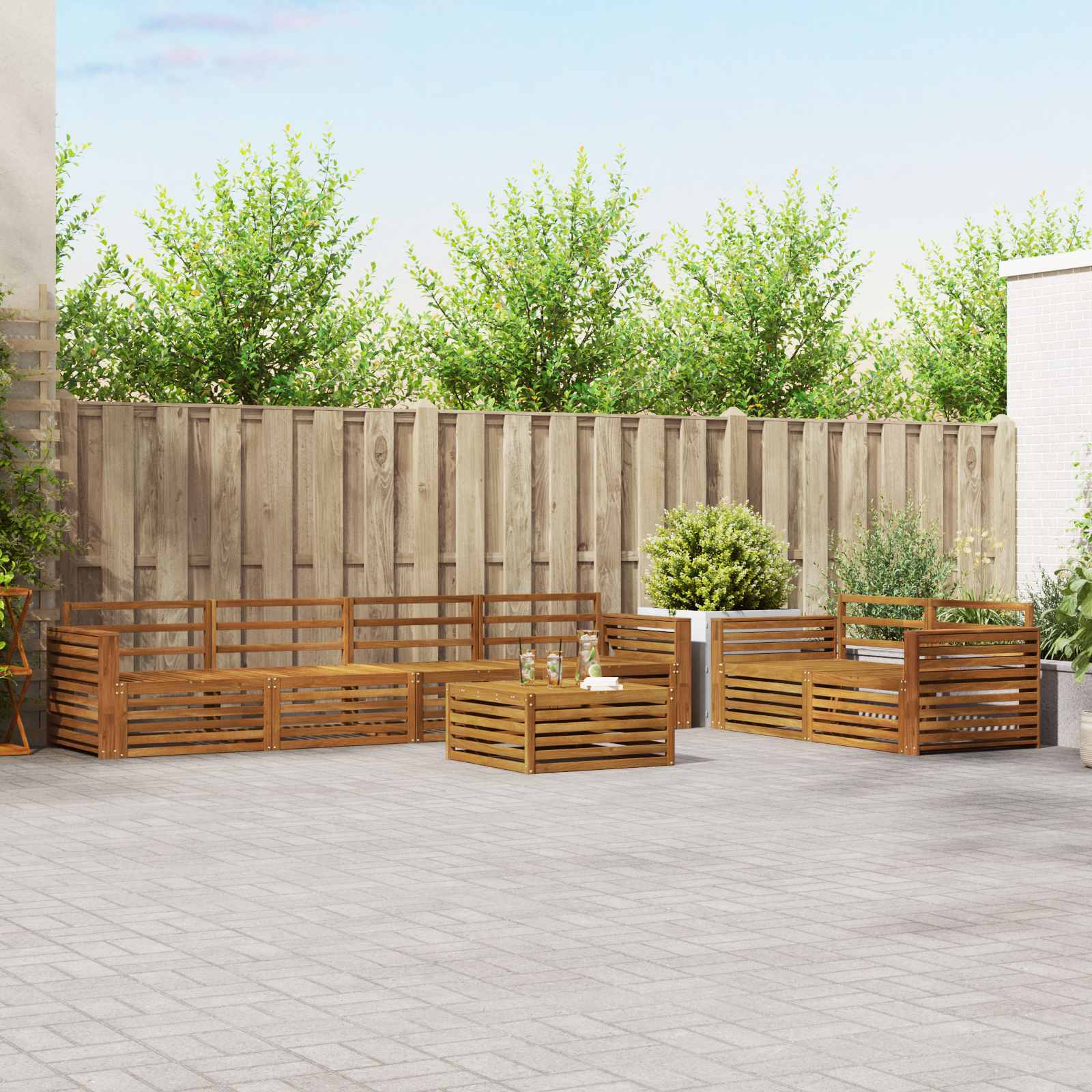 Buiten bankenset 7 pcs Naturel Massief Acaciahout is nu te koop bij PeponiXL, paradijselijk wonen!
