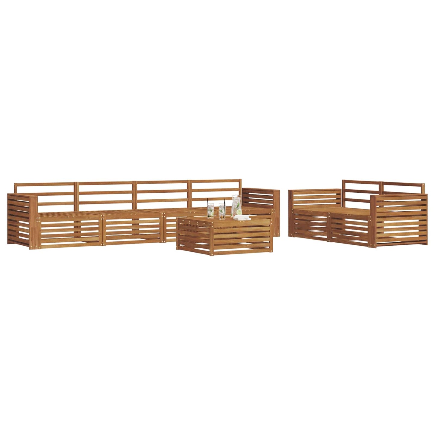 Buiten bankenset 7 pcs Naturel Massief Acaciahout is nu te koop bij PeponiXL, paradijselijk wonen!