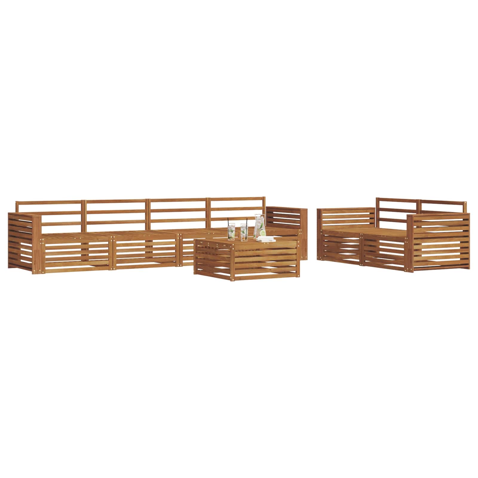 Buiten bankenset 7 pcs Naturel Massief Acaciahout is nu te koop bij PeponiXL, paradijselijk wonen!
