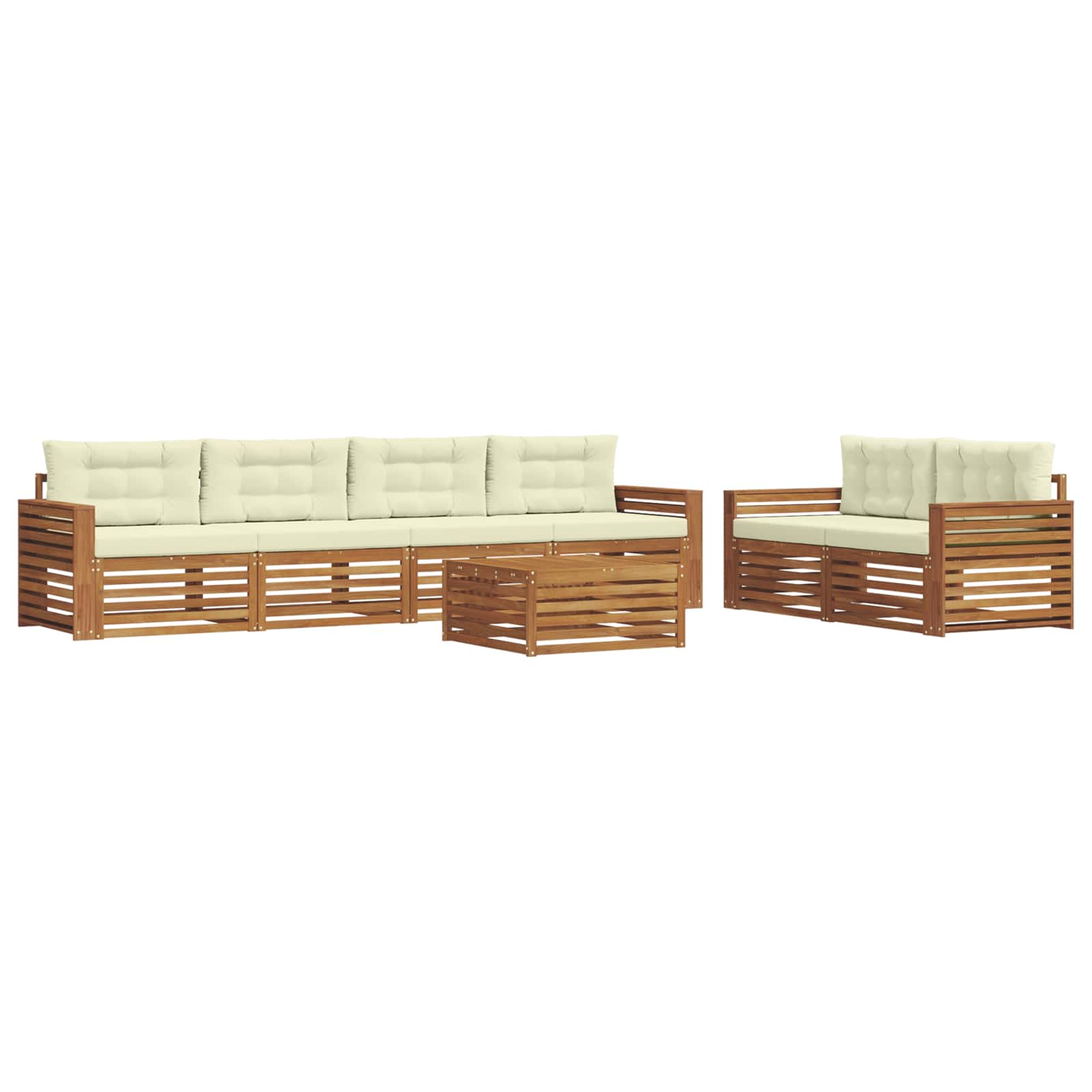 Buiten bankenset met kussen 7 pcs Natuurlijk en Crème is nu te koop bij PeponiXL, paradijselijk wonen!