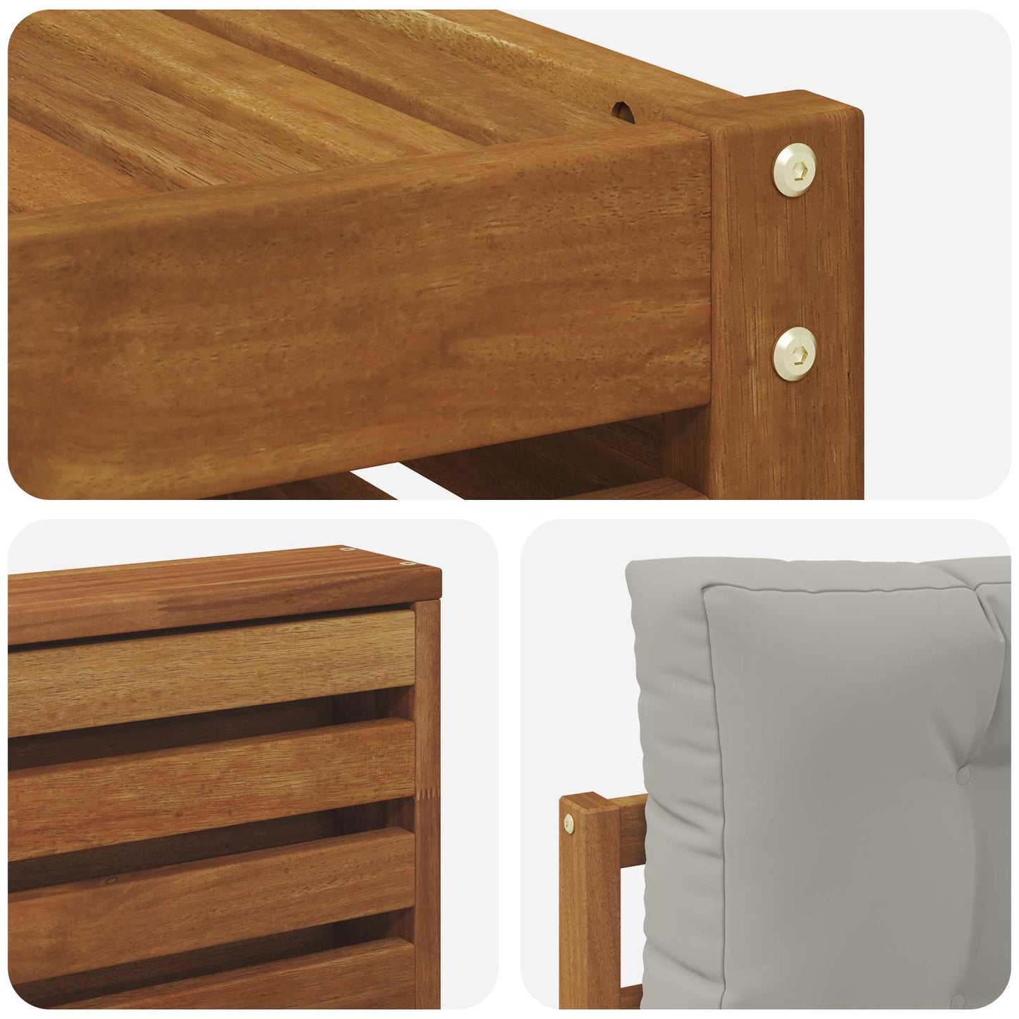 Buiten bankenset met kussen 7 pcs Natuurlijk en Lichtgrijs is nu te koop bij PeponiXL, paradijselijk wonen!
