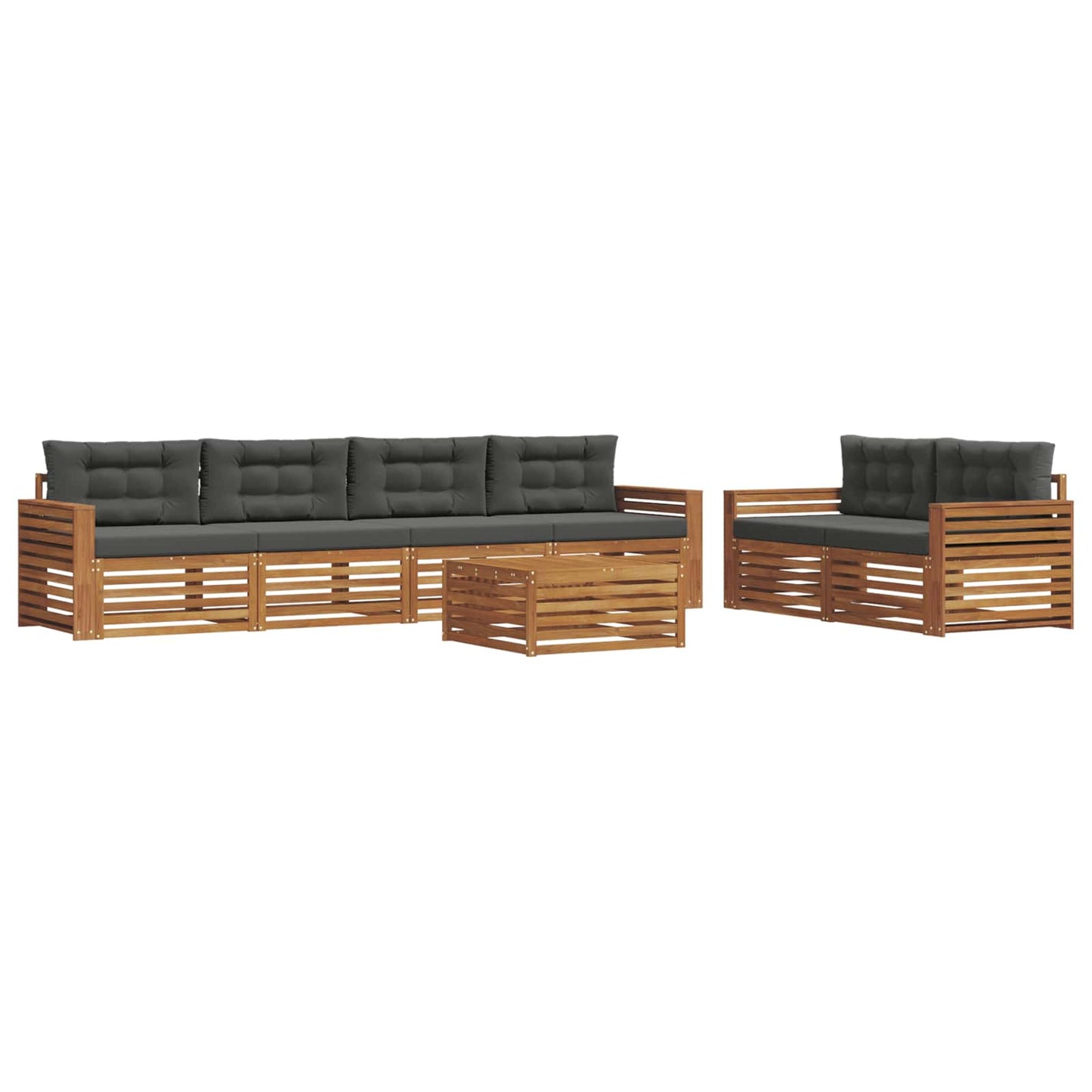 Buiten bankenset met kussen 7 pcs Natuurlijk en Antraciet is nu te koop bij PeponiXL, paradijselijk wonen!