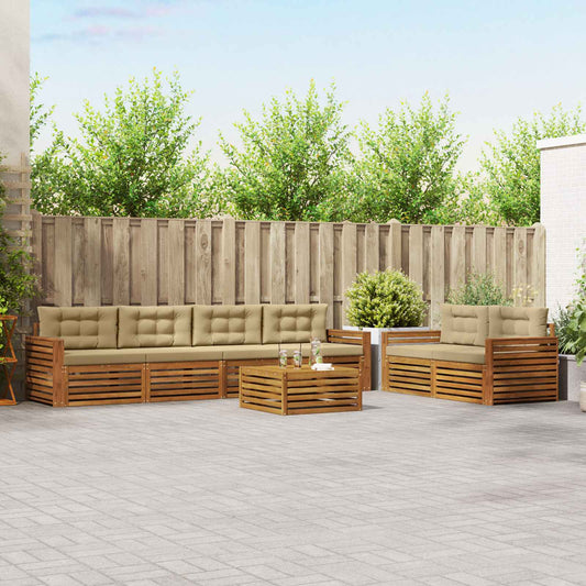 Buiten bankenset met kussen 7 pcs Natuurlijk en Beige is nu te koop bij PeponiXL, paradijselijk wonen!