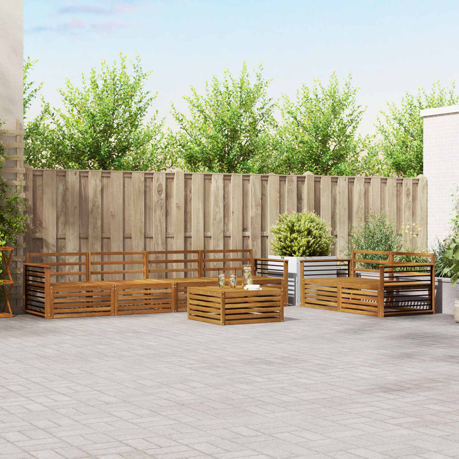 Buiten bankenset 7 pcs Naturel Massief Acaciahout is nu te koop bij PeponiXL, paradijselijk wonen!