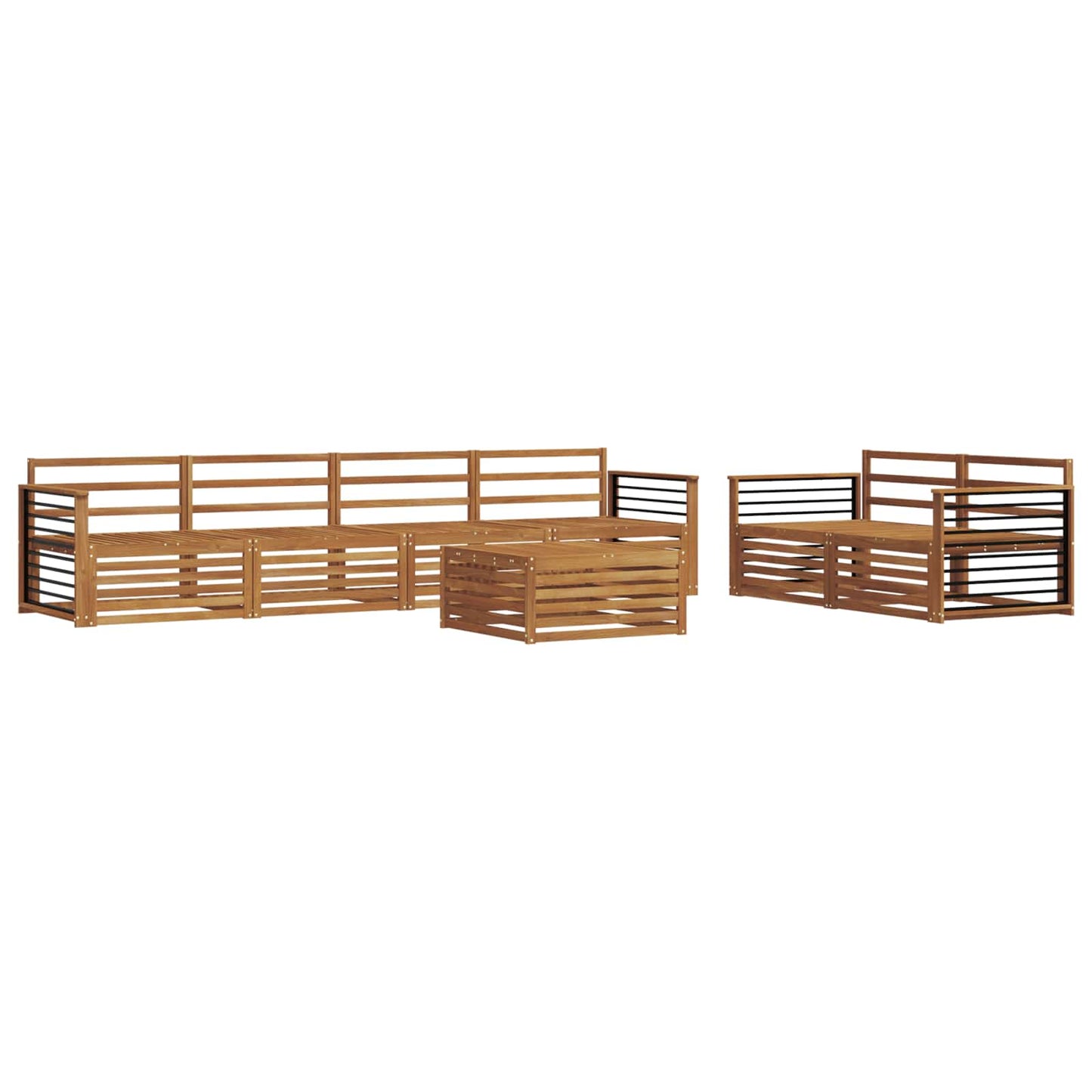Buiten bankenset 7 pcs Naturel Massief Acaciahout is nu te koop bij PeponiXL, paradijselijk wonen!