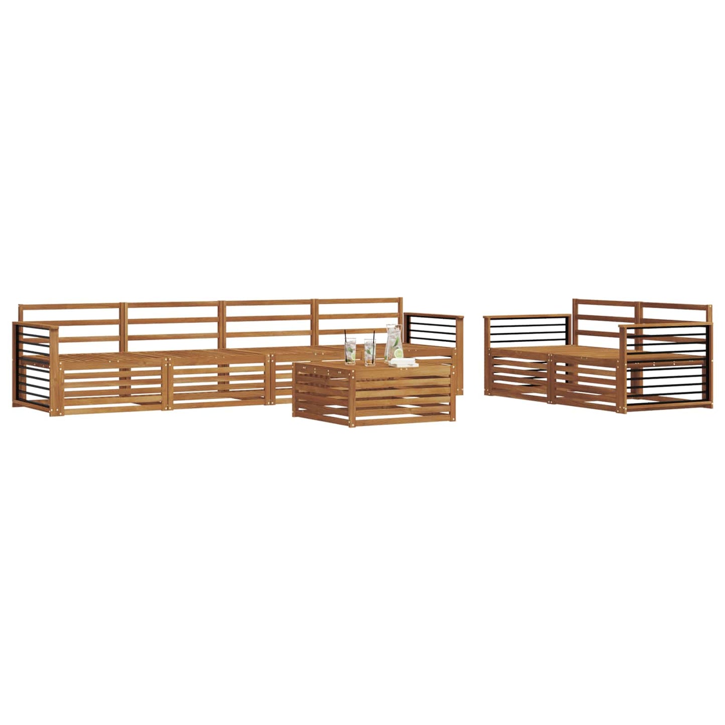 Buiten bankenset 7 pcs Naturel Massief Acaciahout is nu te koop bij PeponiXL, paradijselijk wonen!