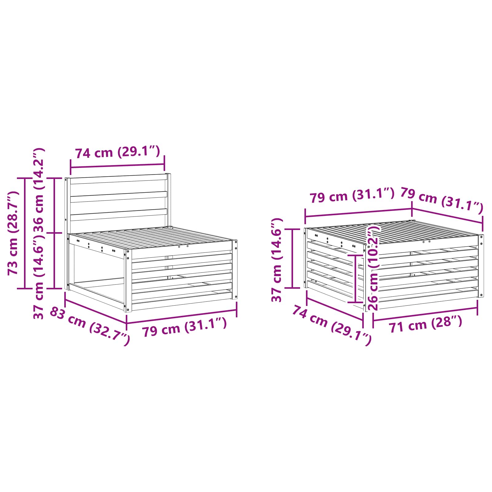 Buiten bankenset 7 pcs Naturel Massief Acaciahout is nu te koop bij PeponiXL, paradijselijk wonen!