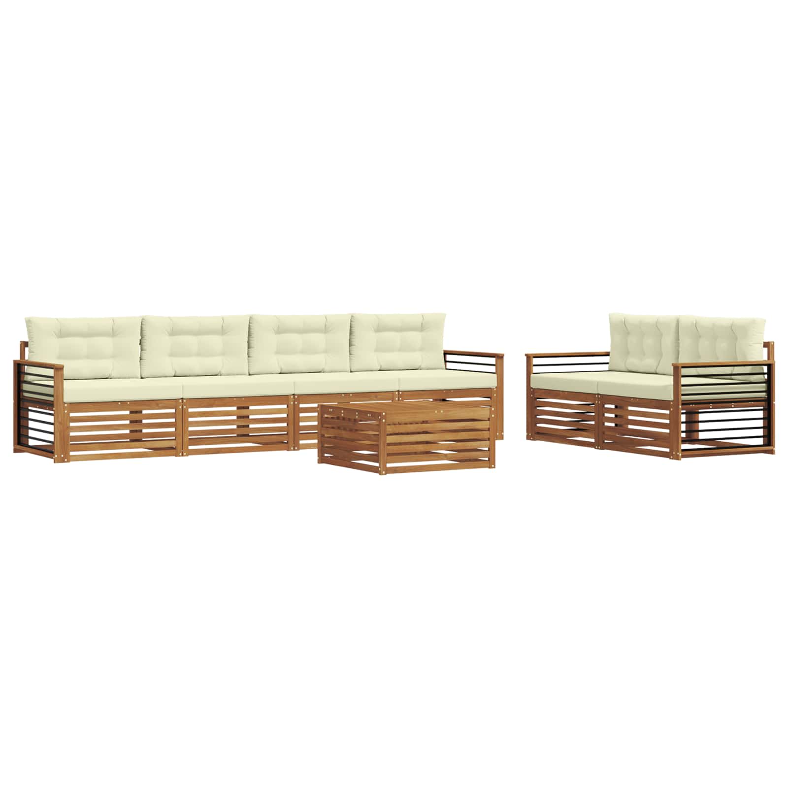 Buiten bankenset met kussen 7 pcs Natuurlijk en Crème is nu te koop bij PeponiXL, paradijselijk wonen!