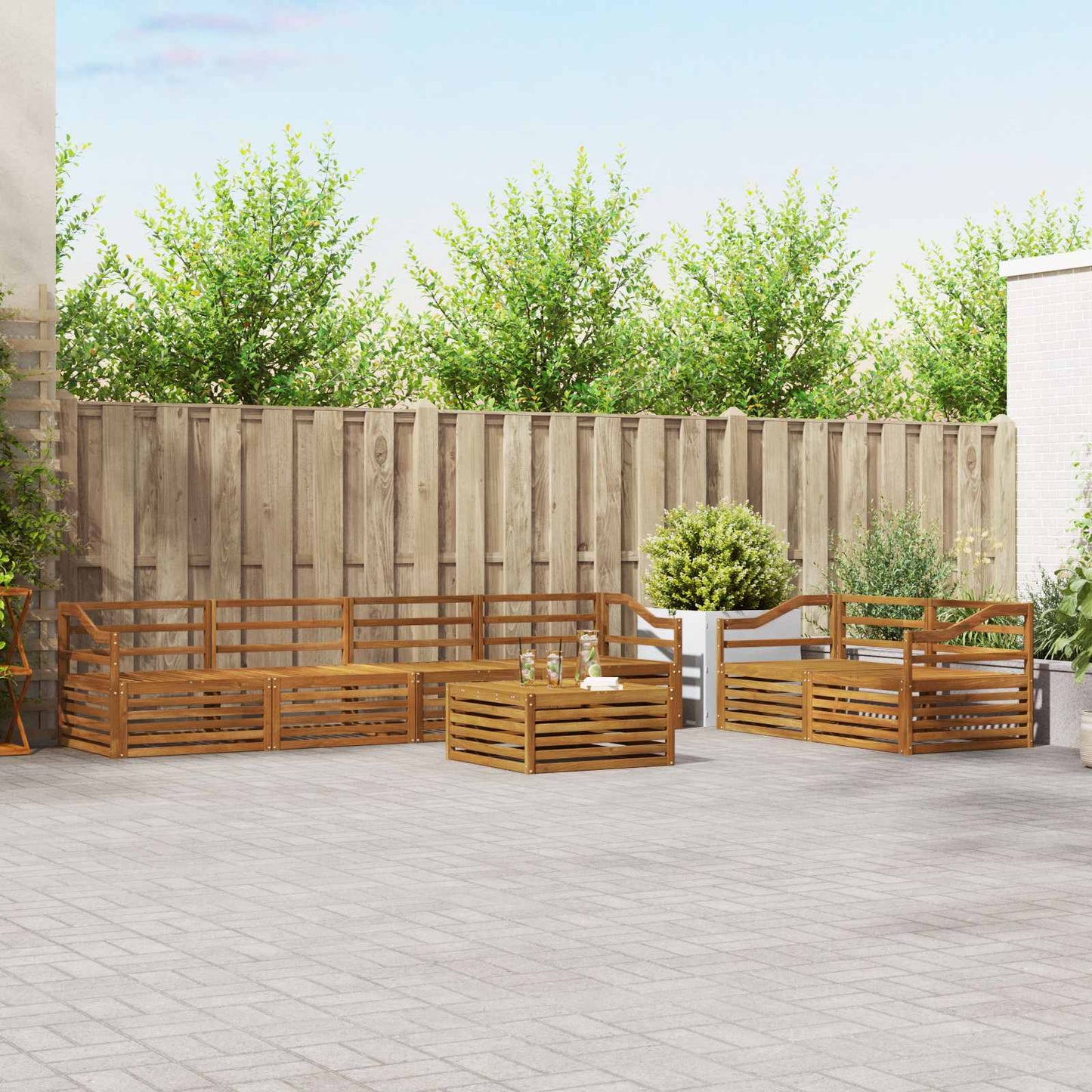 Buiten bankenset 7 pcs Naturel Massief Acaciahout is nu te koop bij PeponiXL, paradijselijk wonen!