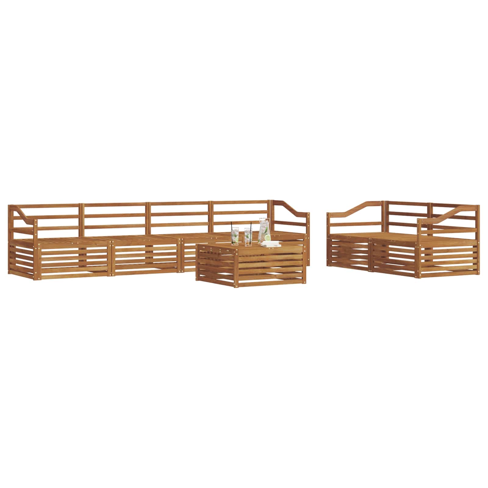Buiten bankenset 7 pcs Naturel Massief Acaciahout is nu te koop bij PeponiXL, paradijselijk wonen!