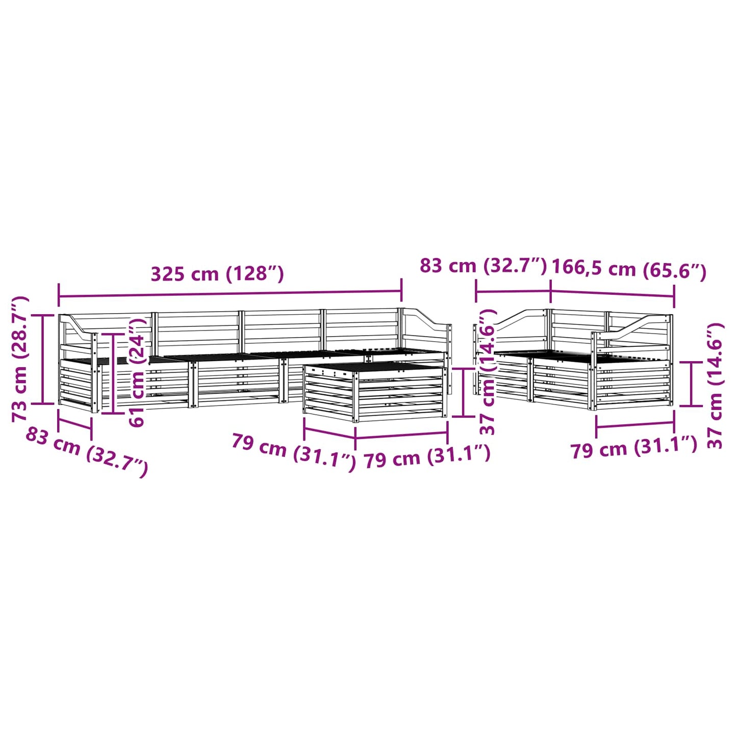 Buiten bankenset 7 pcs Naturel Massief Acaciahout is nu te koop bij PeponiXL, paradijselijk wonen!