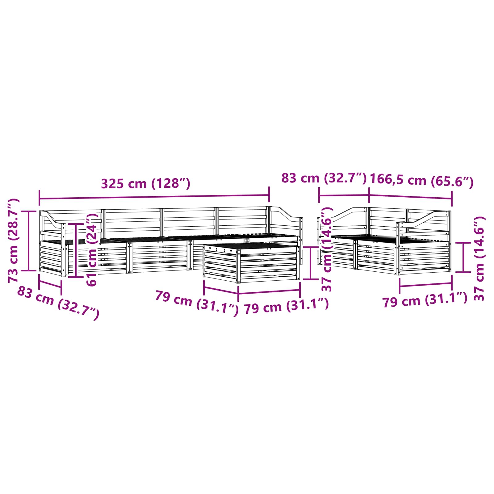 Buiten bankenset 7 pcs Naturel Massief Acaciahout is nu te koop bij PeponiXL, paradijselijk wonen!