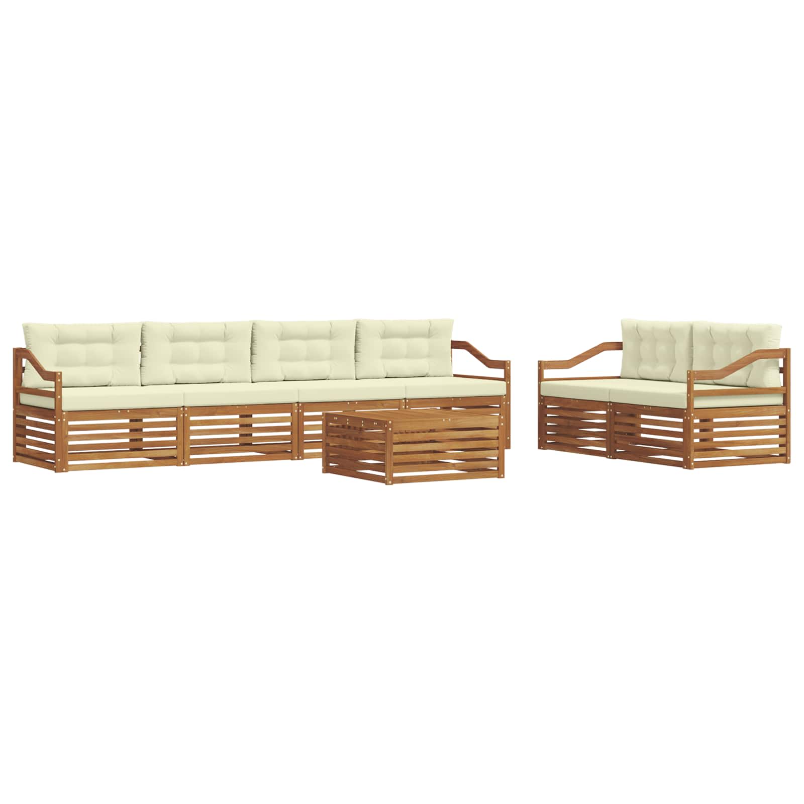 Buiten bankenset met kussen 7 pcs Natuurlijk en Crème is nu te koop bij PeponiXL, paradijselijk wonen!