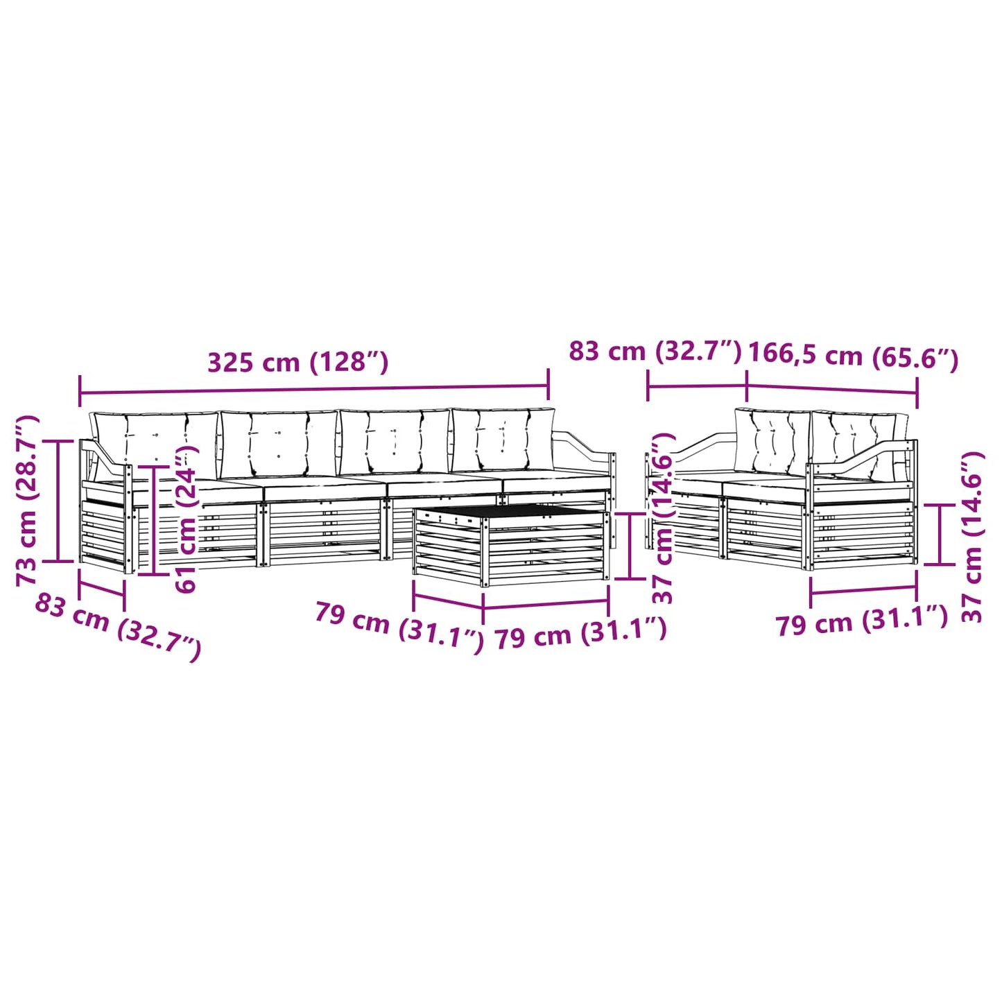 Buiten bankenset met kussen 7 pcs Natuurlijk en Antraciet is nu te koop bij PeponiXL, paradijselijk wonen!