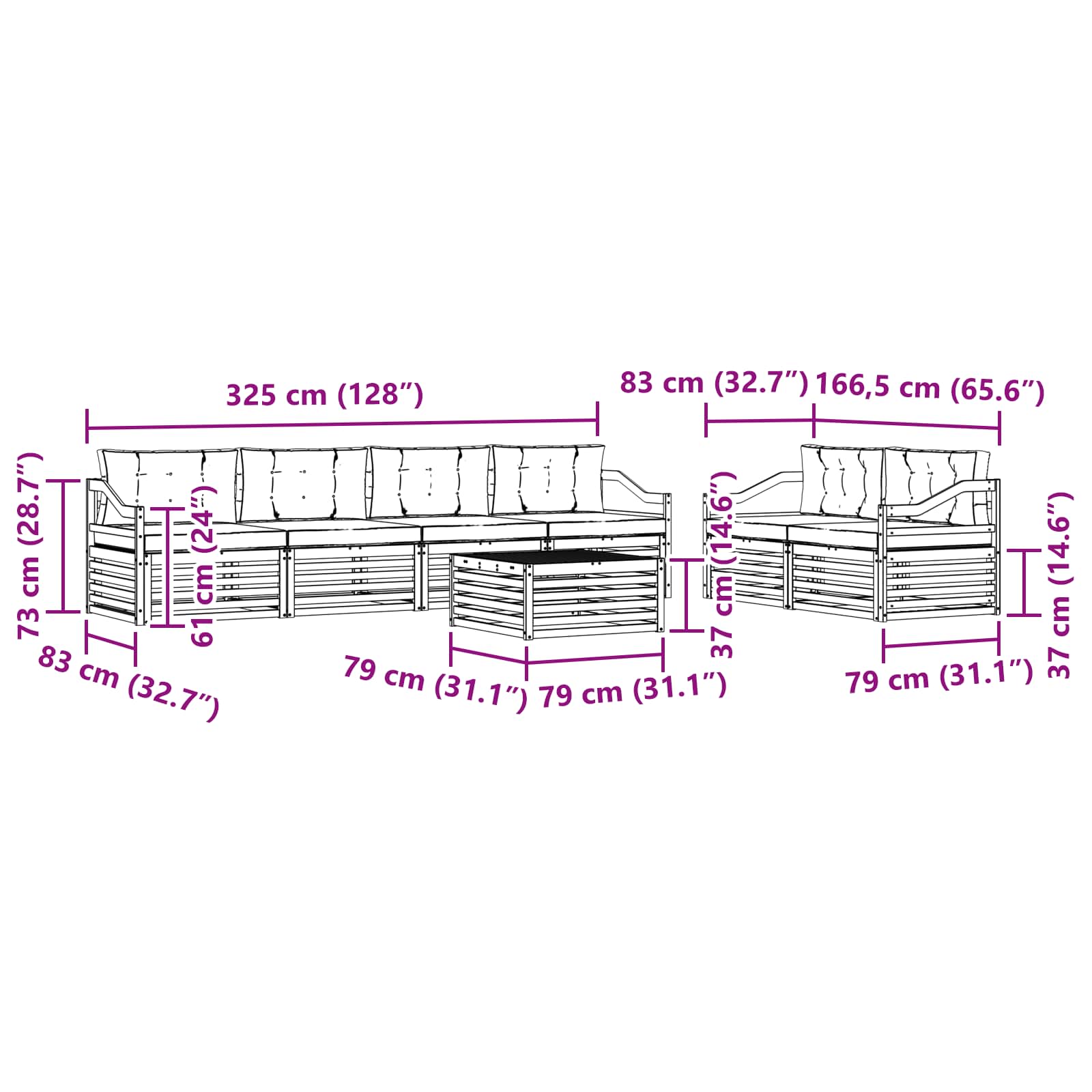 Buiten bankenset met kussen 7 pcs Natuurlijk en Antraciet is nu te koop bij PeponiXL, paradijselijk wonen!