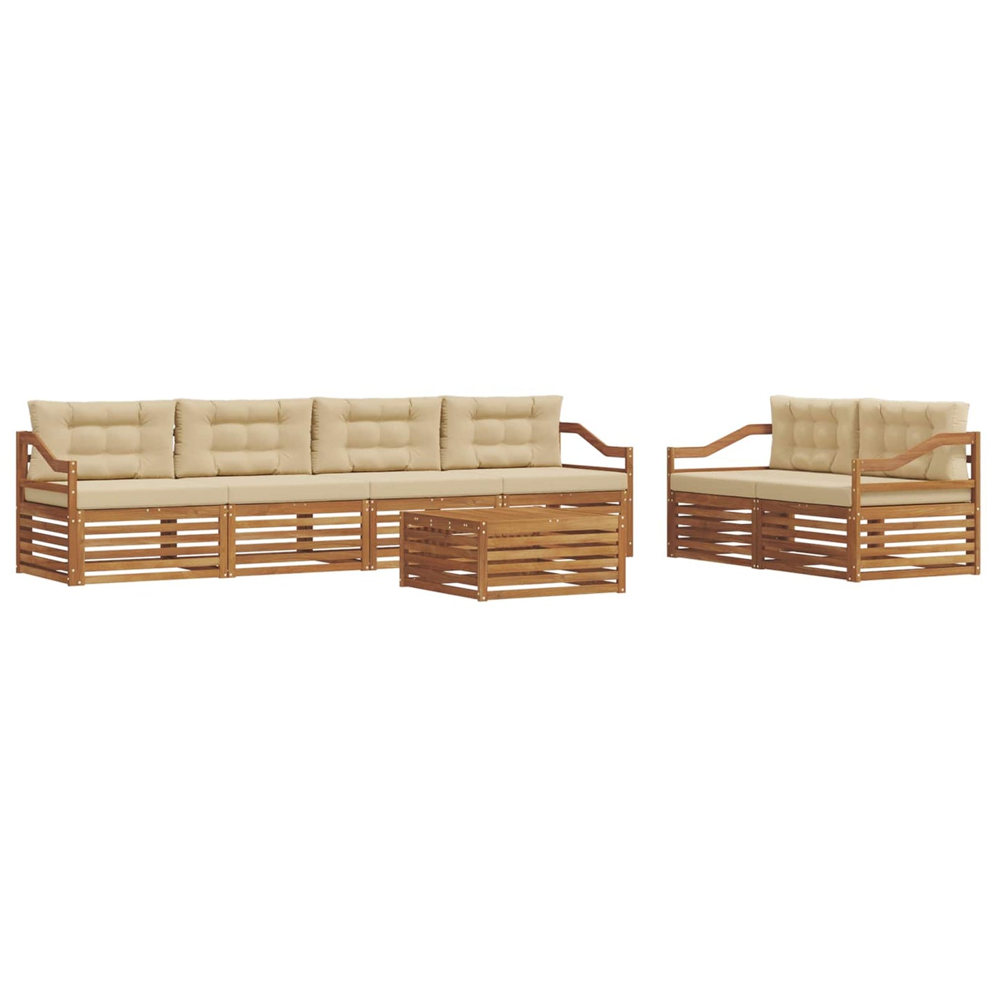Buiten bankenset met kussen 7 pcs Natuurlijk en Beige is nu te koop bij PeponiXL, paradijselijk wonen!