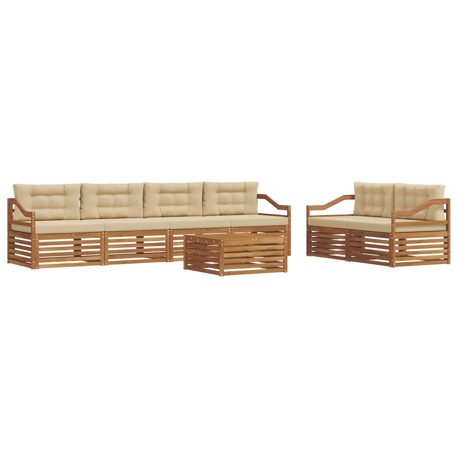 Buiten bankenset met kussen 7 pcs Natuurlijk en Beige is nu te koop bij PeponiXL, paradijselijk wonen!