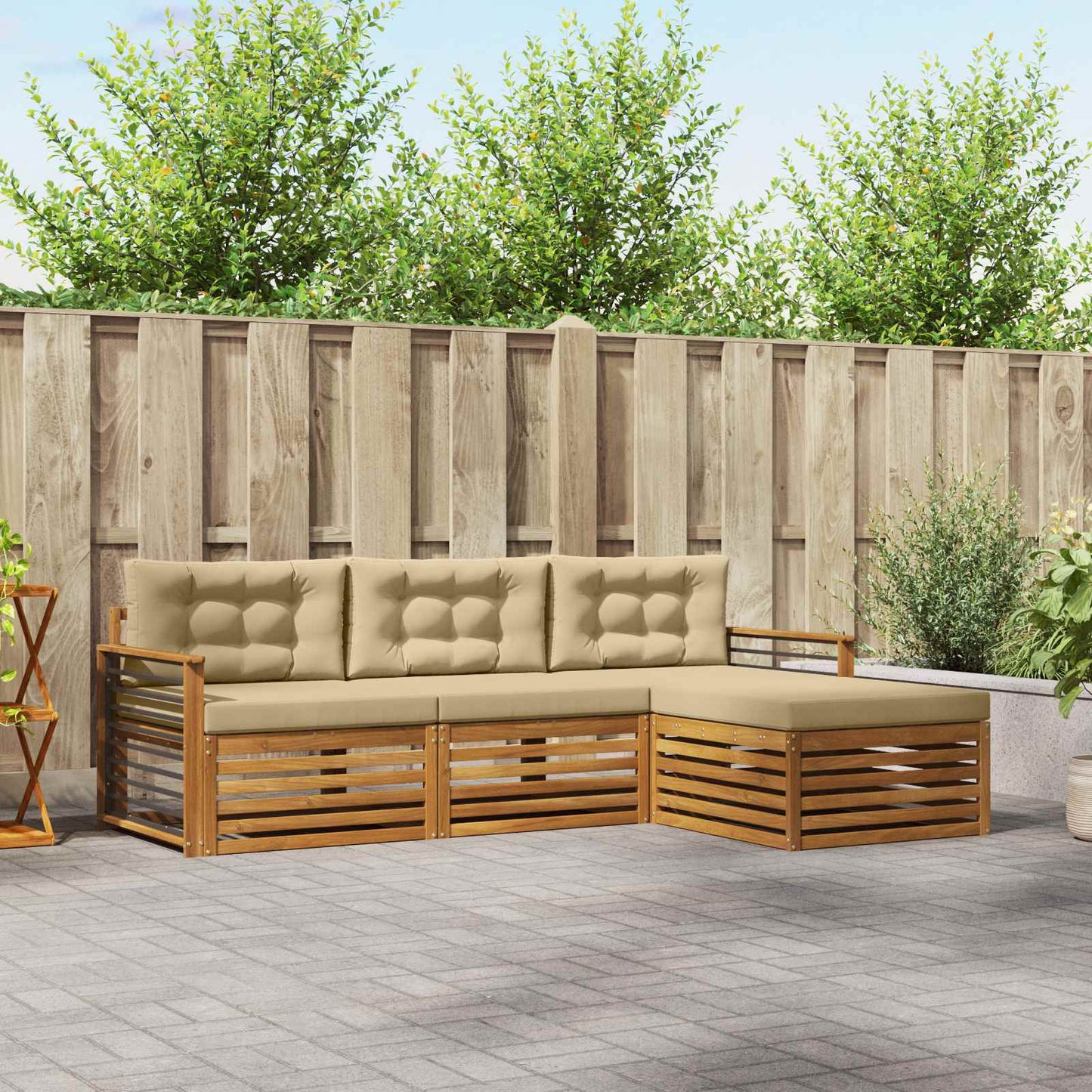 Buiten bankenset Natuurlijk en Beige 249,5 x 162,5 x 73 cm is nu te koop bij PeponiXL, paradijselijk wonen!