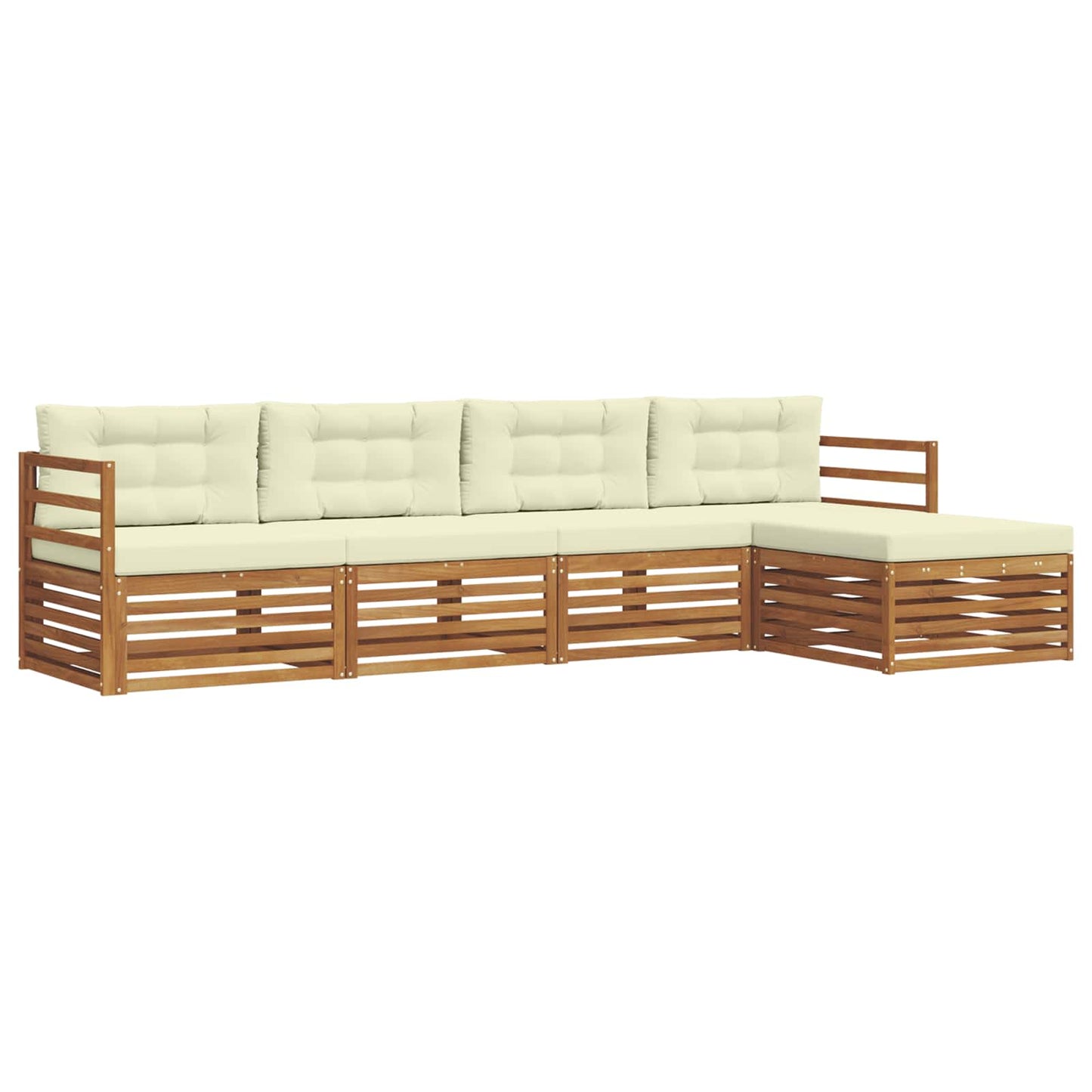Buiten bankenset met kussen 5 pcs Natuurlijk en Crème is nu te koop bij PeponiXL, paradijselijk wonen!