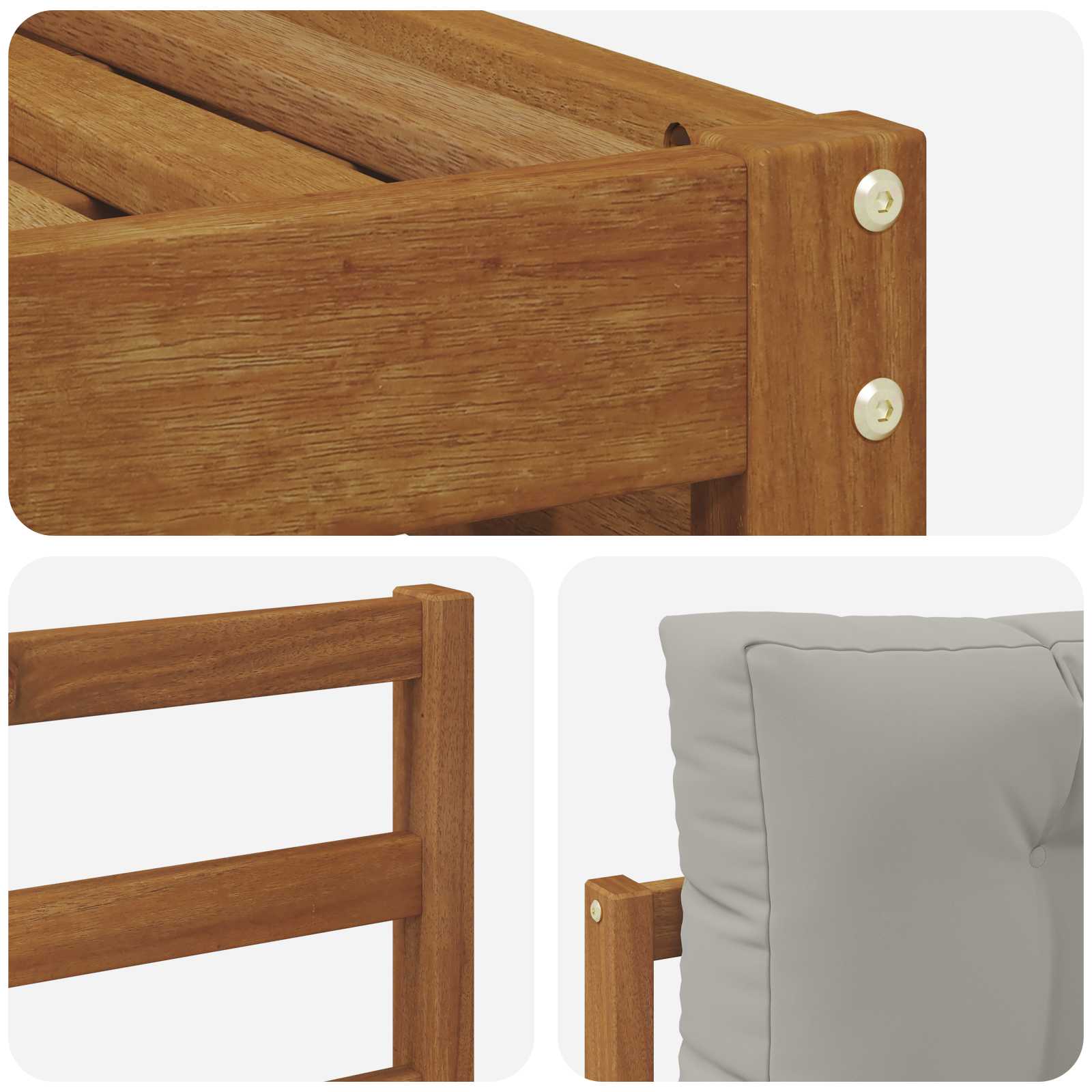 Buiten bankenset met kussen 5 pcs Natuurlijk en Lichtgrijs is nu te koop bij PeponiXL, paradijselijk wonen!