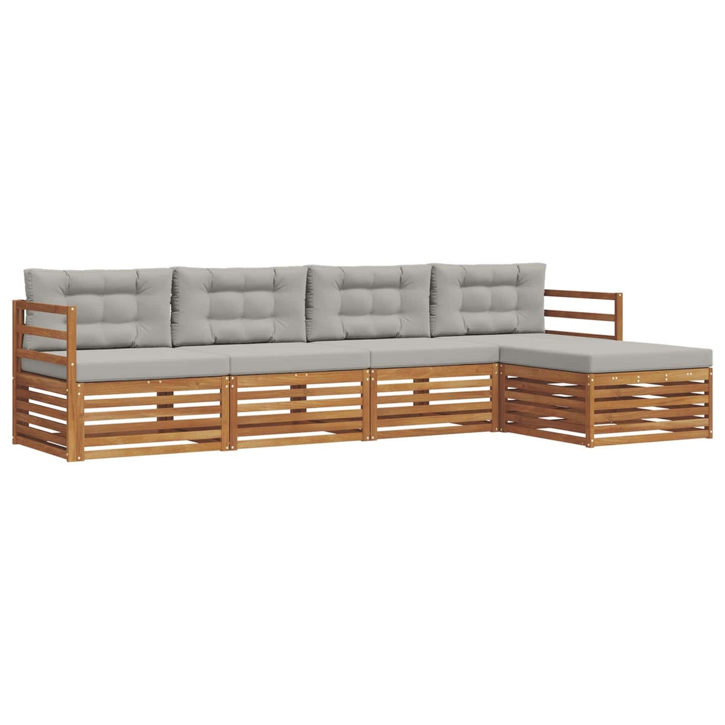 Buiten bankenset met kussen 5 pcs Natuurlijk en Lichtgrijs is nu te koop bij PeponiXL, paradijselijk wonen!