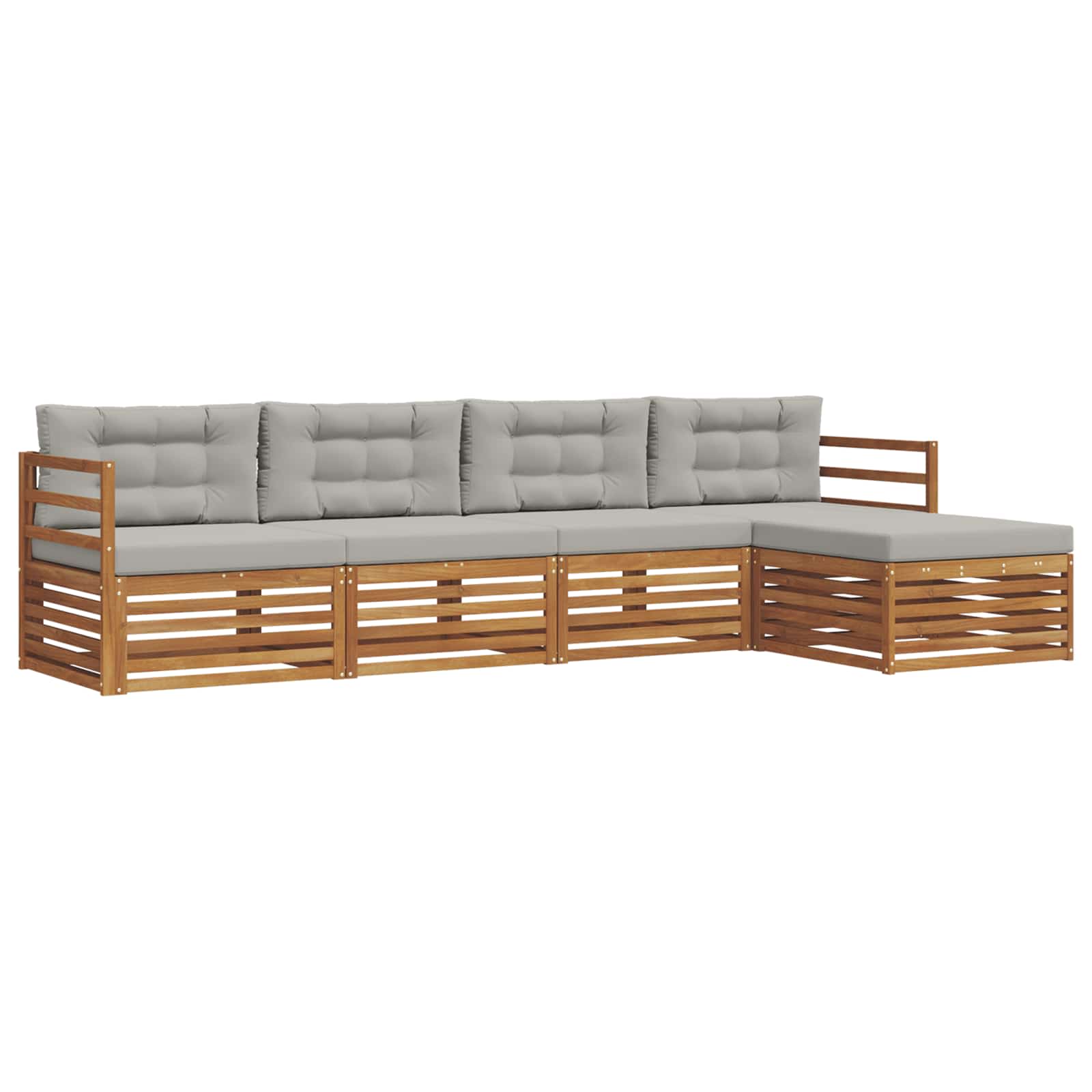 Buiten bankenset met kussen 5 pcs Natuurlijk en Lichtgrijs is nu te koop bij PeponiXL, paradijselijk wonen!