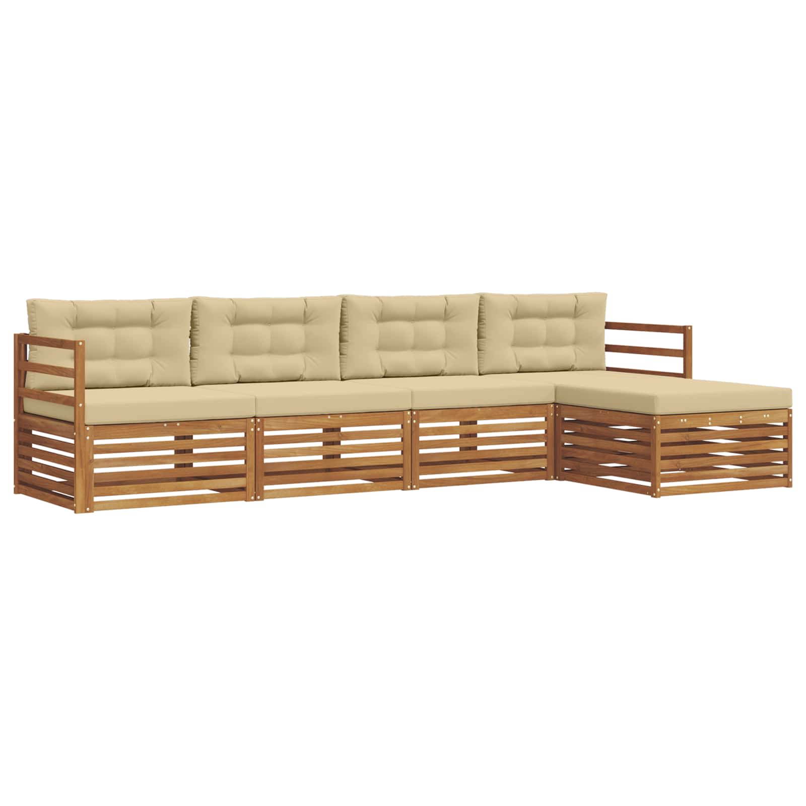Buiten bankenset met kussen 5 pcs Natuurlijk en Beige is nu te koop bij PeponiXL, paradijselijk wonen!