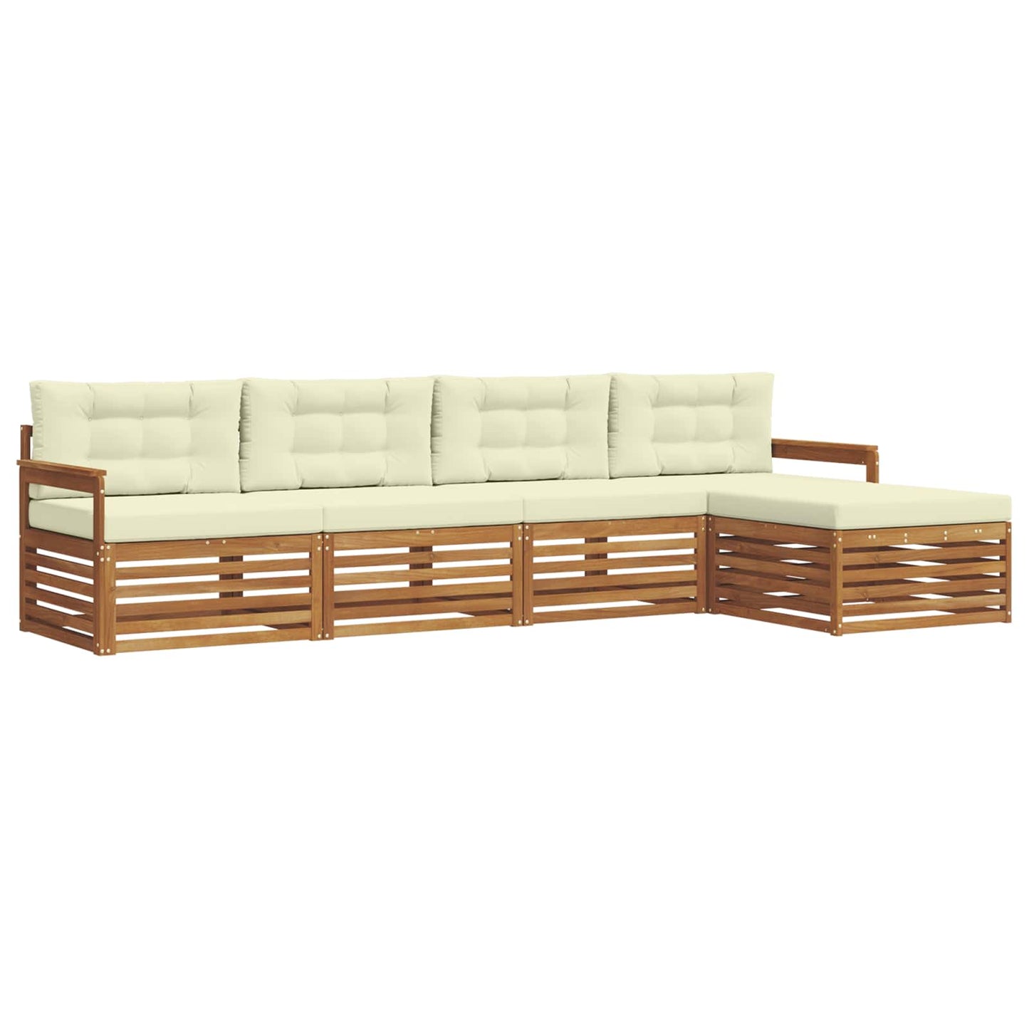 Buiten bankenset met kussen 5 pcs Natuurlijk en Crème is nu te koop bij PeponiXL, paradijselijk wonen!