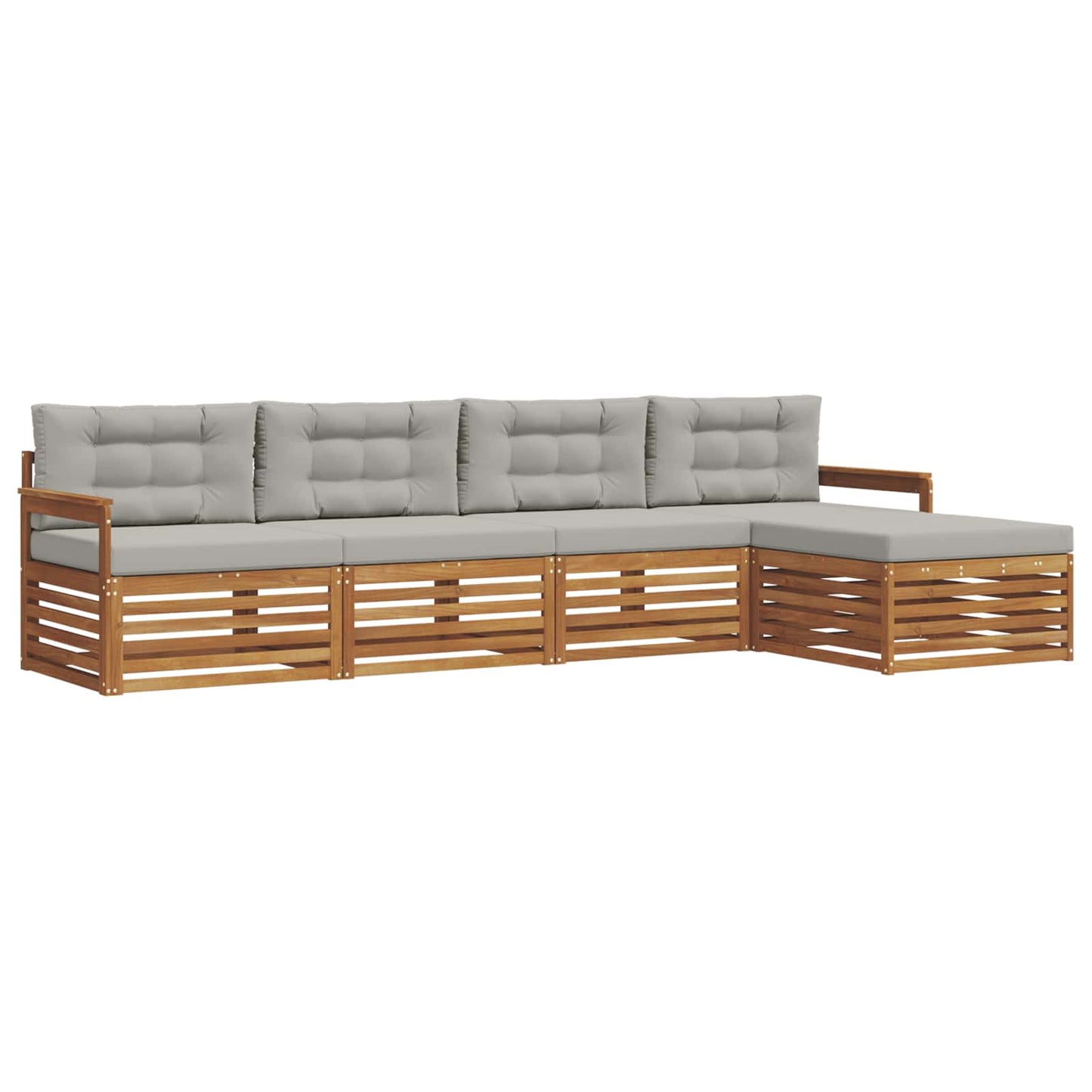 Buiten bankenset met kussen 5 pcs Natuurlijk en Lichtgrijs is nu te koop bij PeponiXL, paradijselijk wonen!