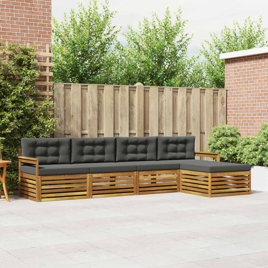 Buiten bankenset met kussen 5 pcs Natuurlijk en Antraciet is nu te koop bij PeponiXL, paradijselijk wonen!