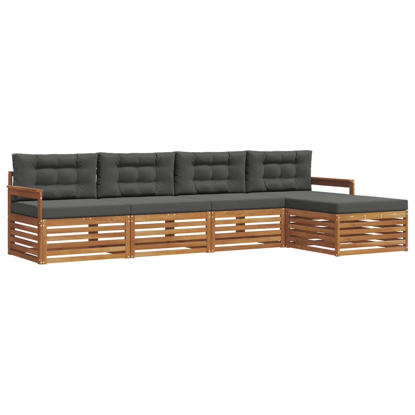 Buiten bankenset met kussen 5 pcs Natuurlijk en Antraciet is nu te koop bij PeponiXL, paradijselijk wonen!