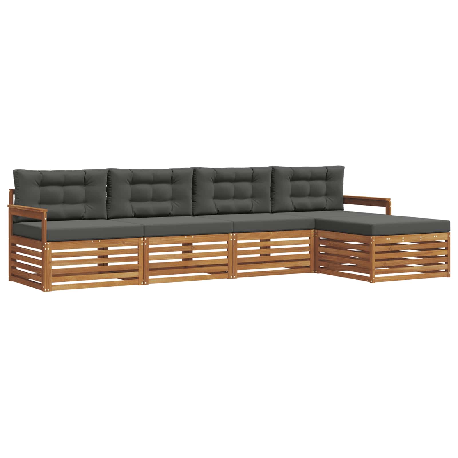 Buiten bankenset met kussen 5 pcs Natuurlijk en Antraciet is nu te koop bij PeponiXL, paradijselijk wonen!