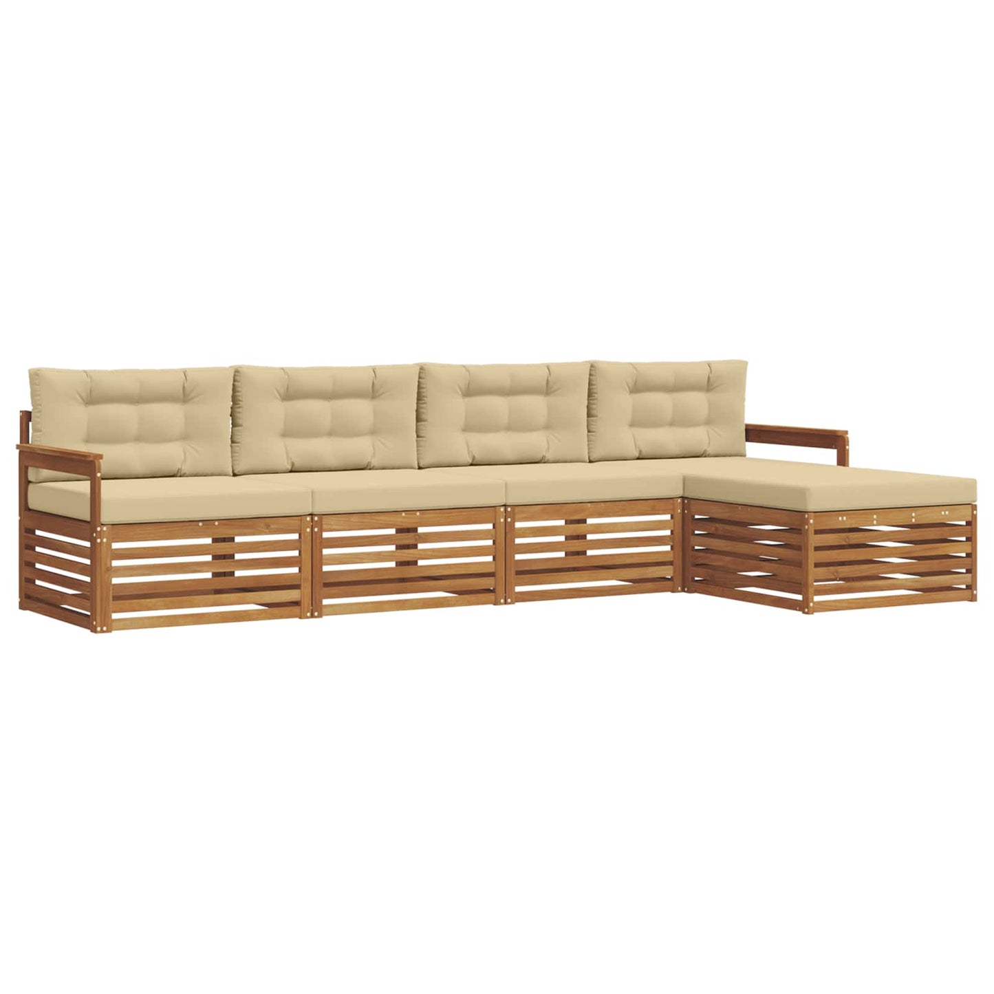 Buiten bankenset met kussen 5 pcs Natuurlijk en Beige is nu te koop bij PeponiXL, paradijselijk wonen!
