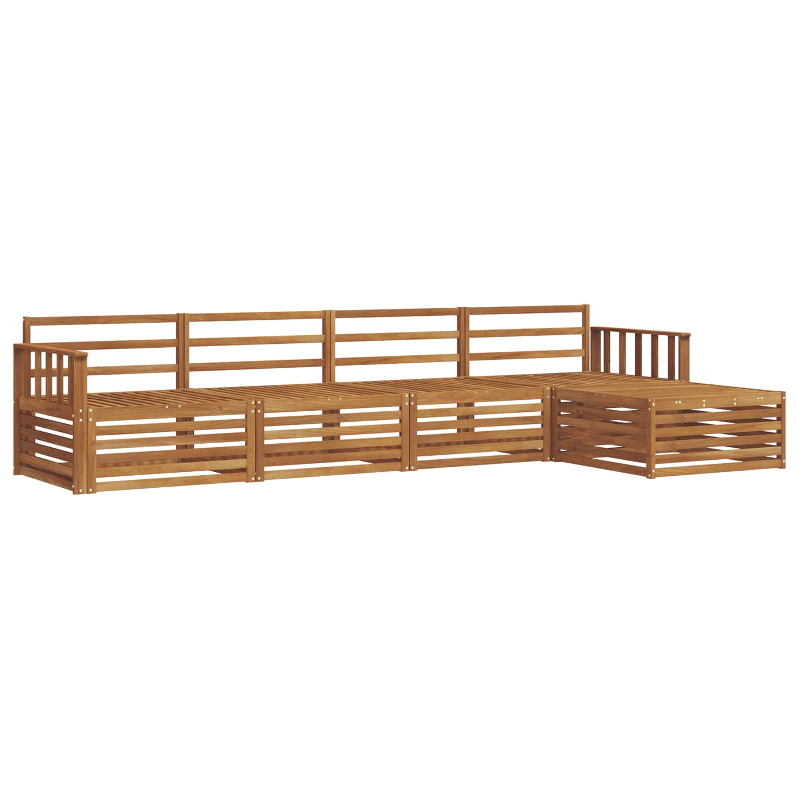 Buiten bankenset 5 pcs Naturel Massief Acaciahout is nu te koop bij PeponiXL, paradijselijk wonen!