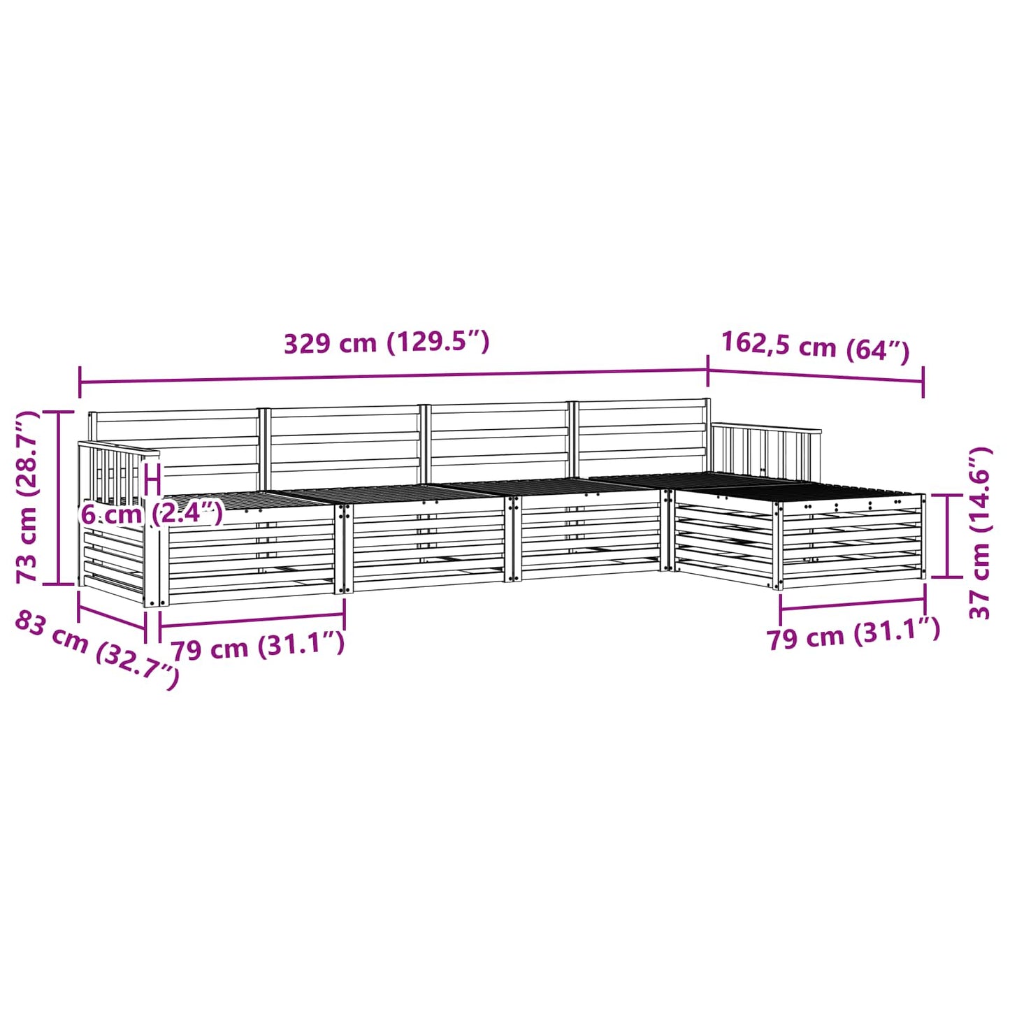 Buiten bankenset 5 pcs Naturel Massief Acaciahout is nu te koop bij PeponiXL, paradijselijk wonen!