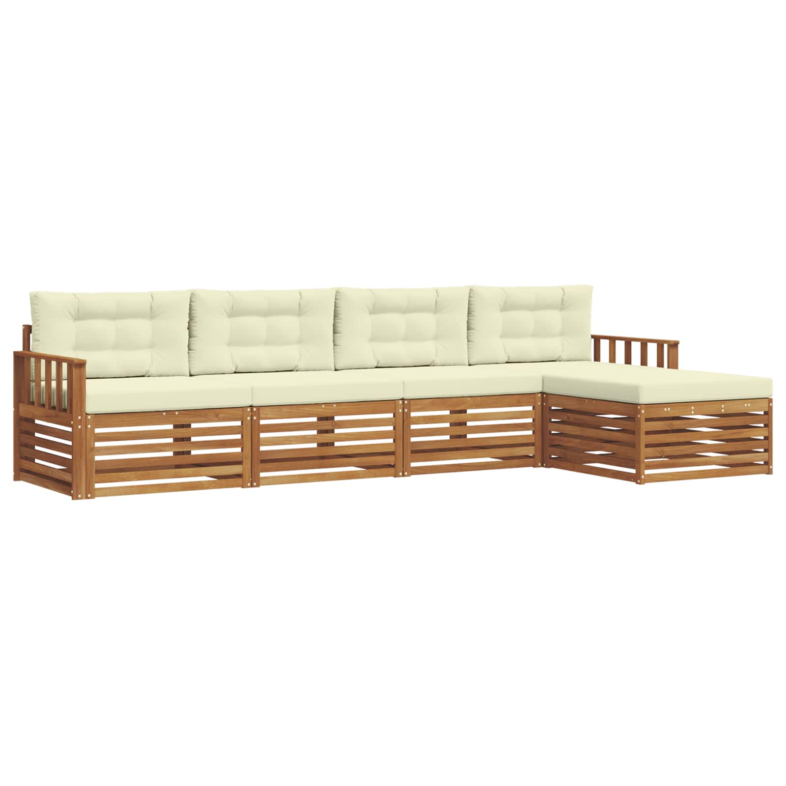 Buiten bankenset met kussen 5 pcs Natuurlijk en Crème is nu te koop bij PeponiXL, paradijselijk wonen!