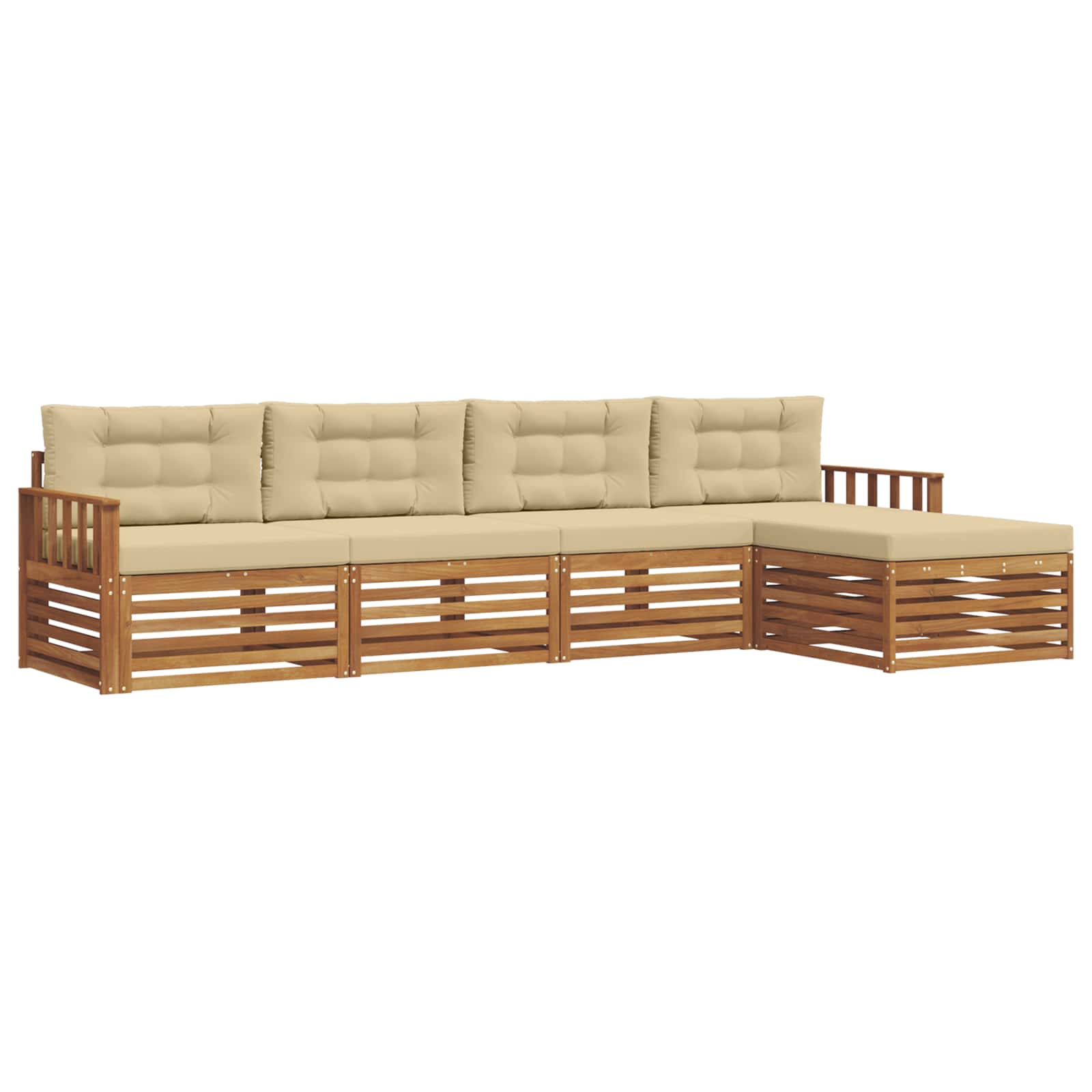 Buiten bankenset met kussen 5 pcs Natuurlijk en Beige is nu te koop bij PeponiXL, paradijselijk wonen!